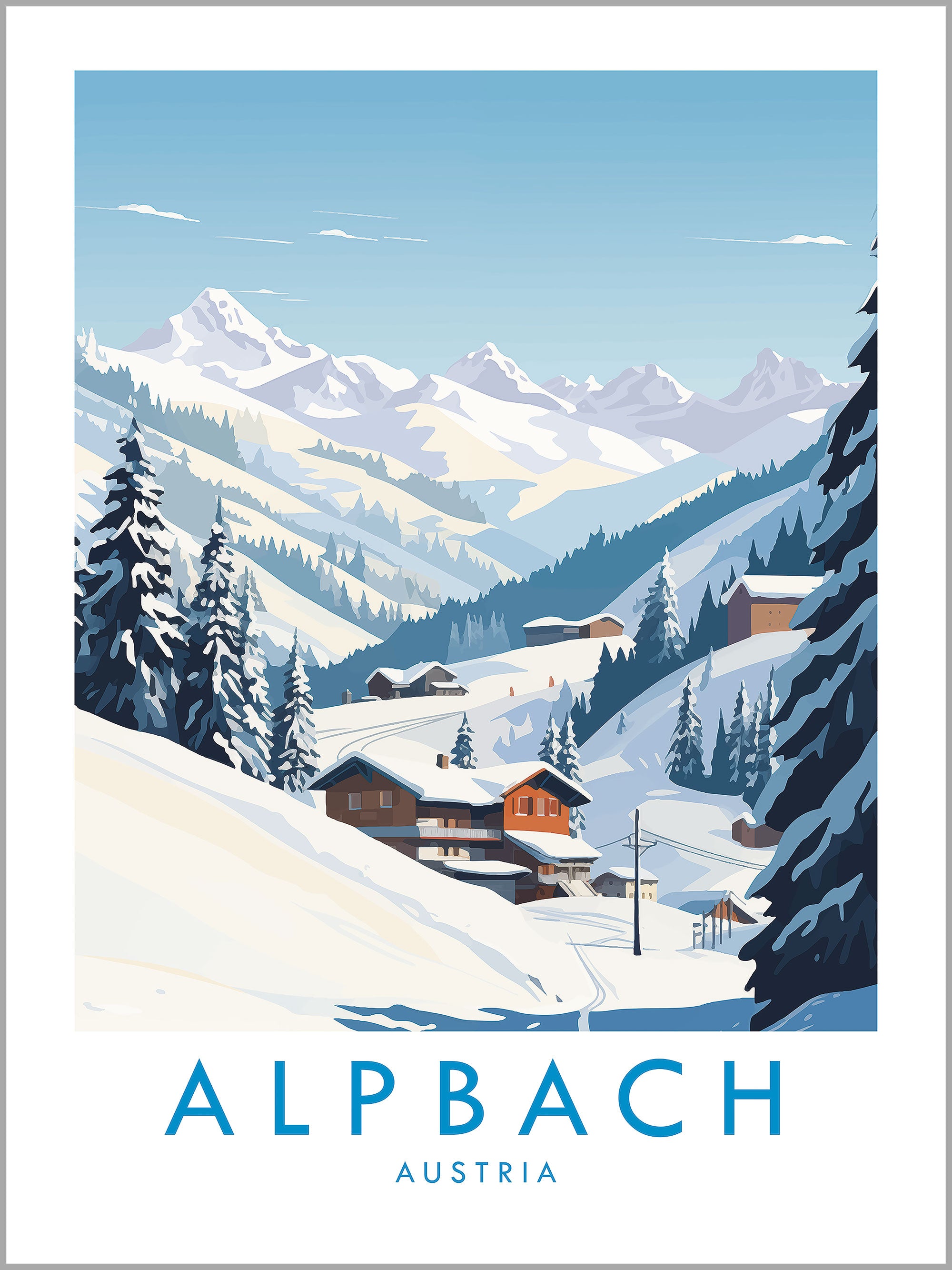 Alpbach Skiing Travel Print