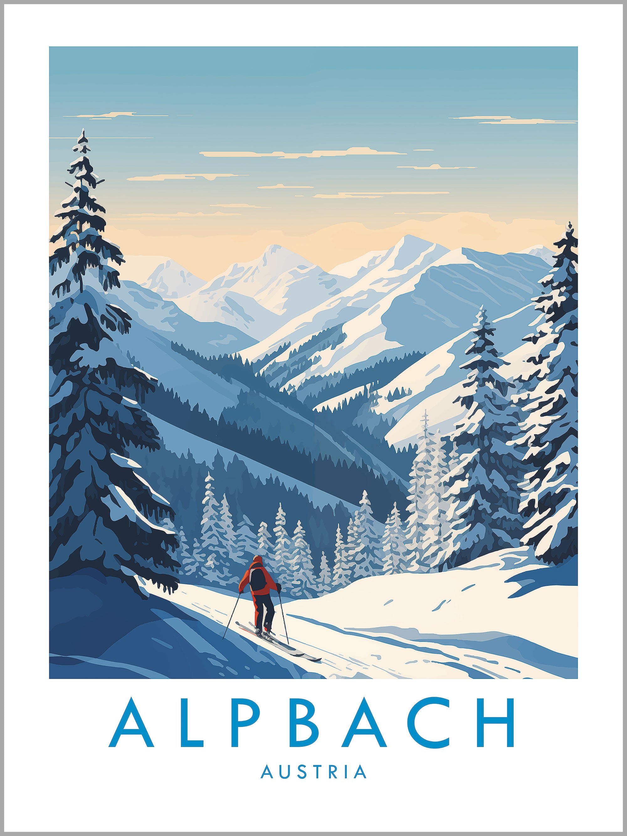 Alpbach Skiing Travel Print