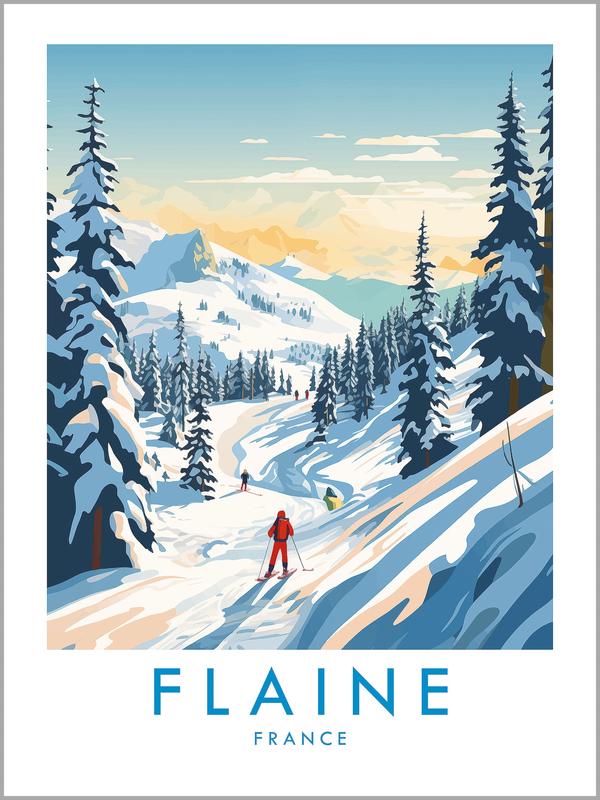 Flaine Skiing Travel Print