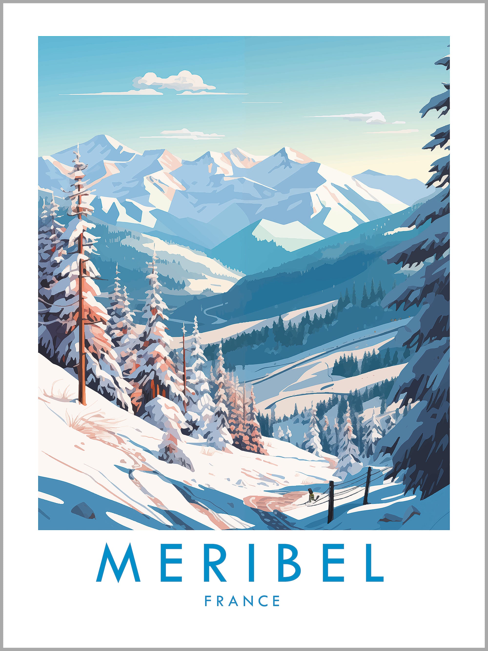 Meribel Skiing Travel Print