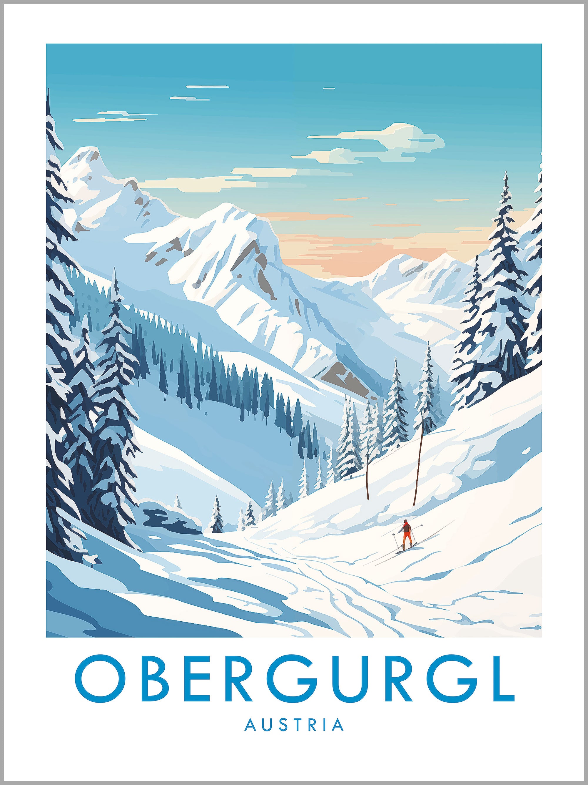 Obergurgl Skiing Travel Print