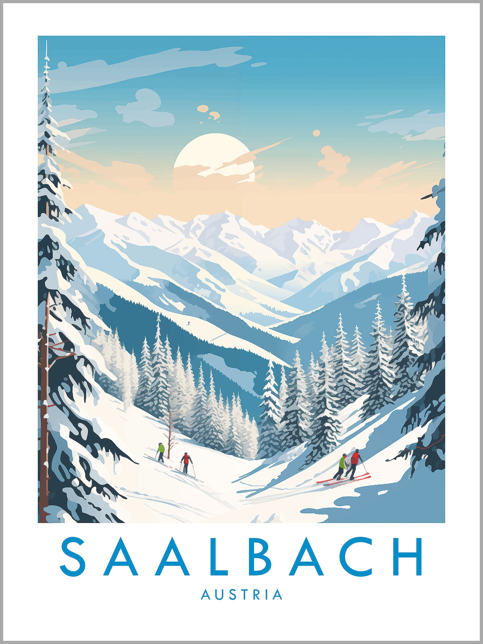 Saalbach Skiing Travel Print
