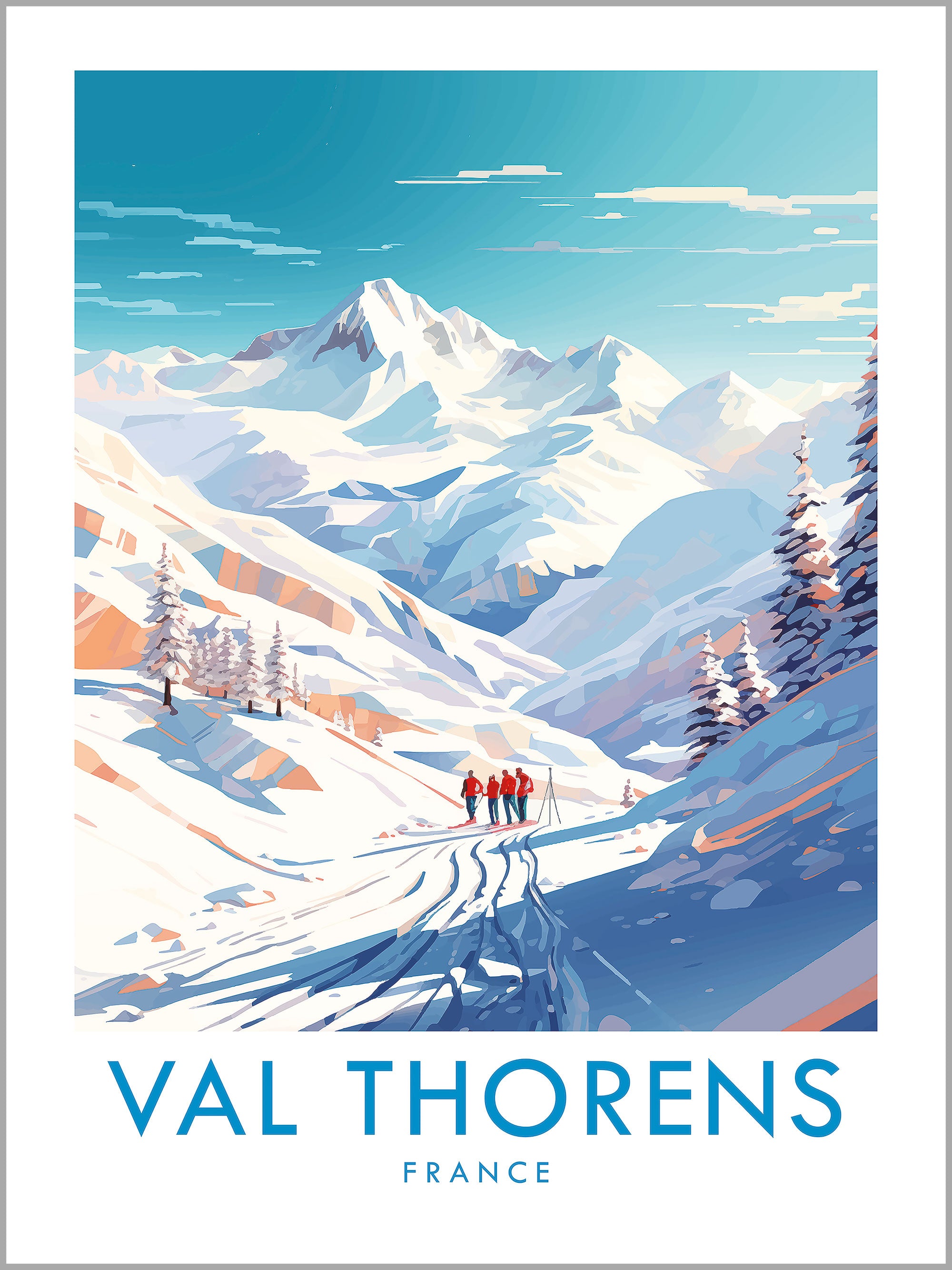 Val Thorens Skiing Travel Print