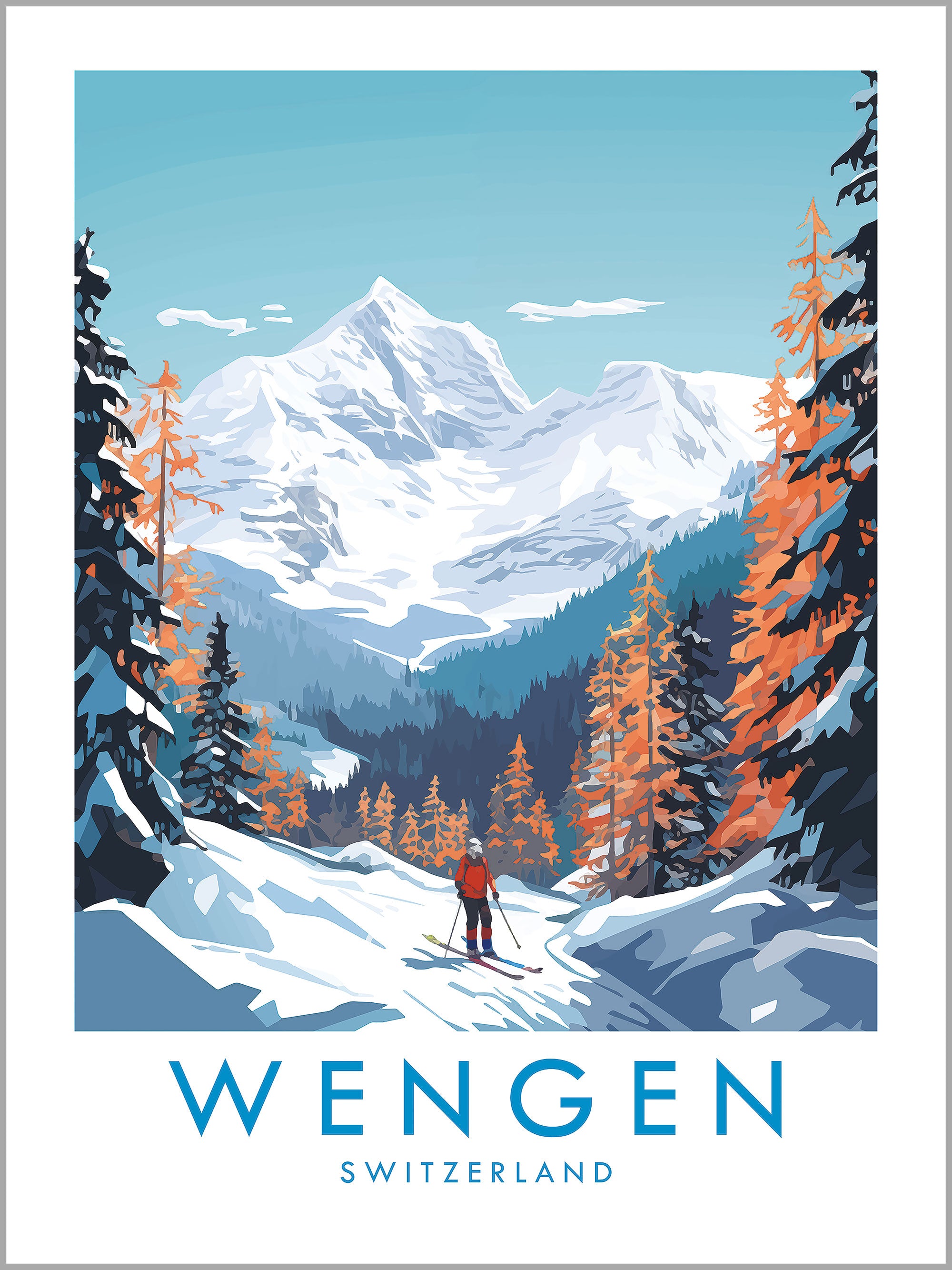 Wengen Skiing Travel Print