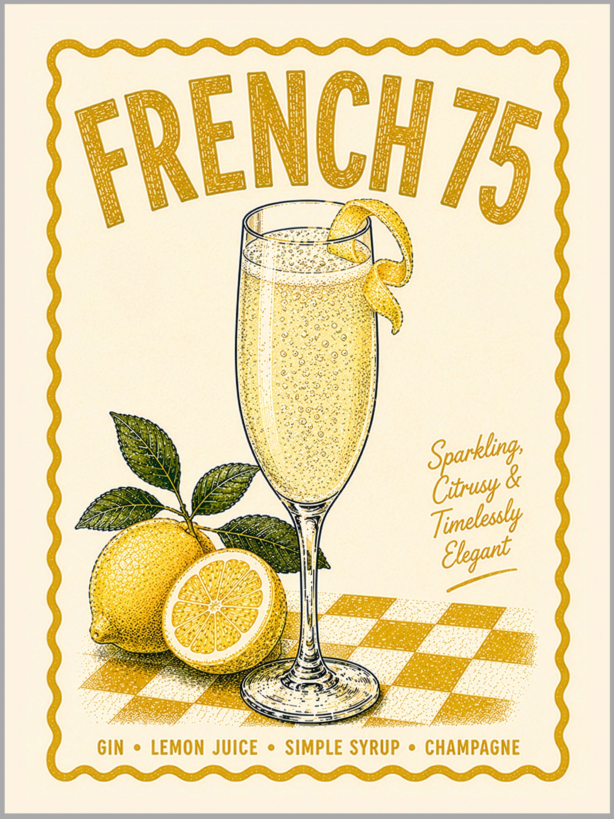 French 75 Cocktail Print