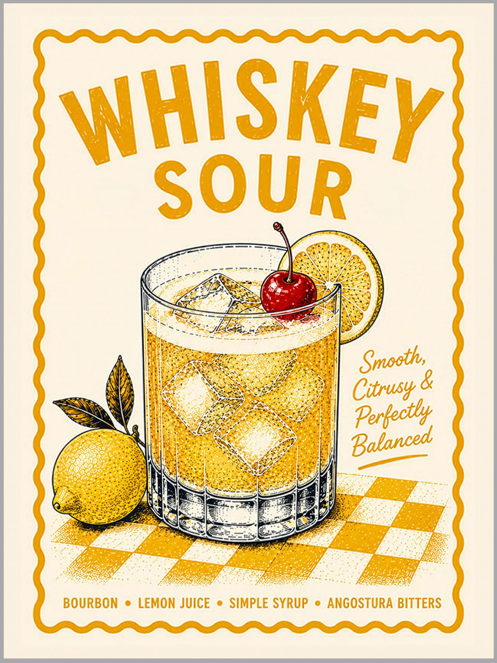 Whiskey Sour Cocktail Print