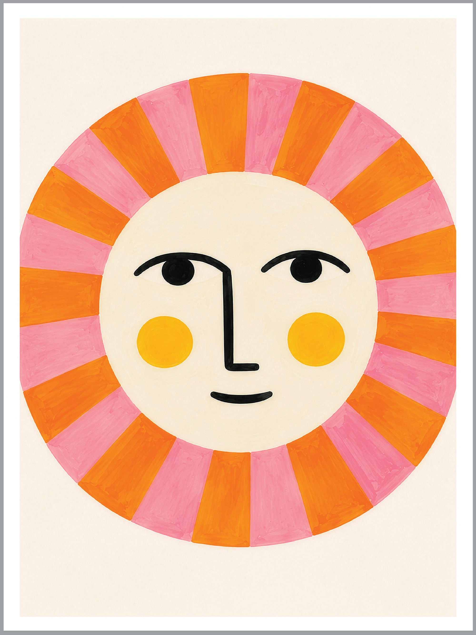 Abstract Sun Face Print