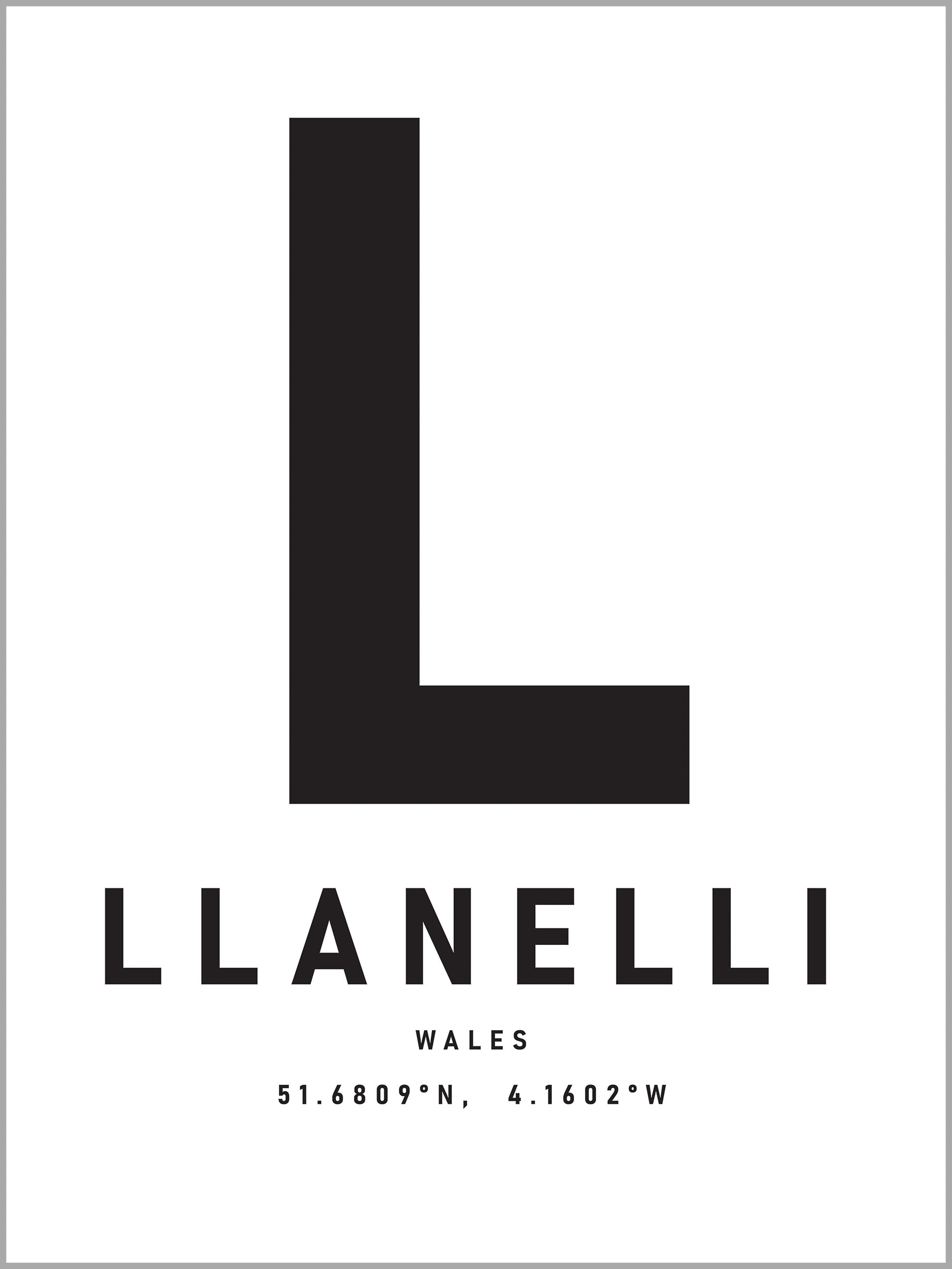 Llanelli Typography Travel Print