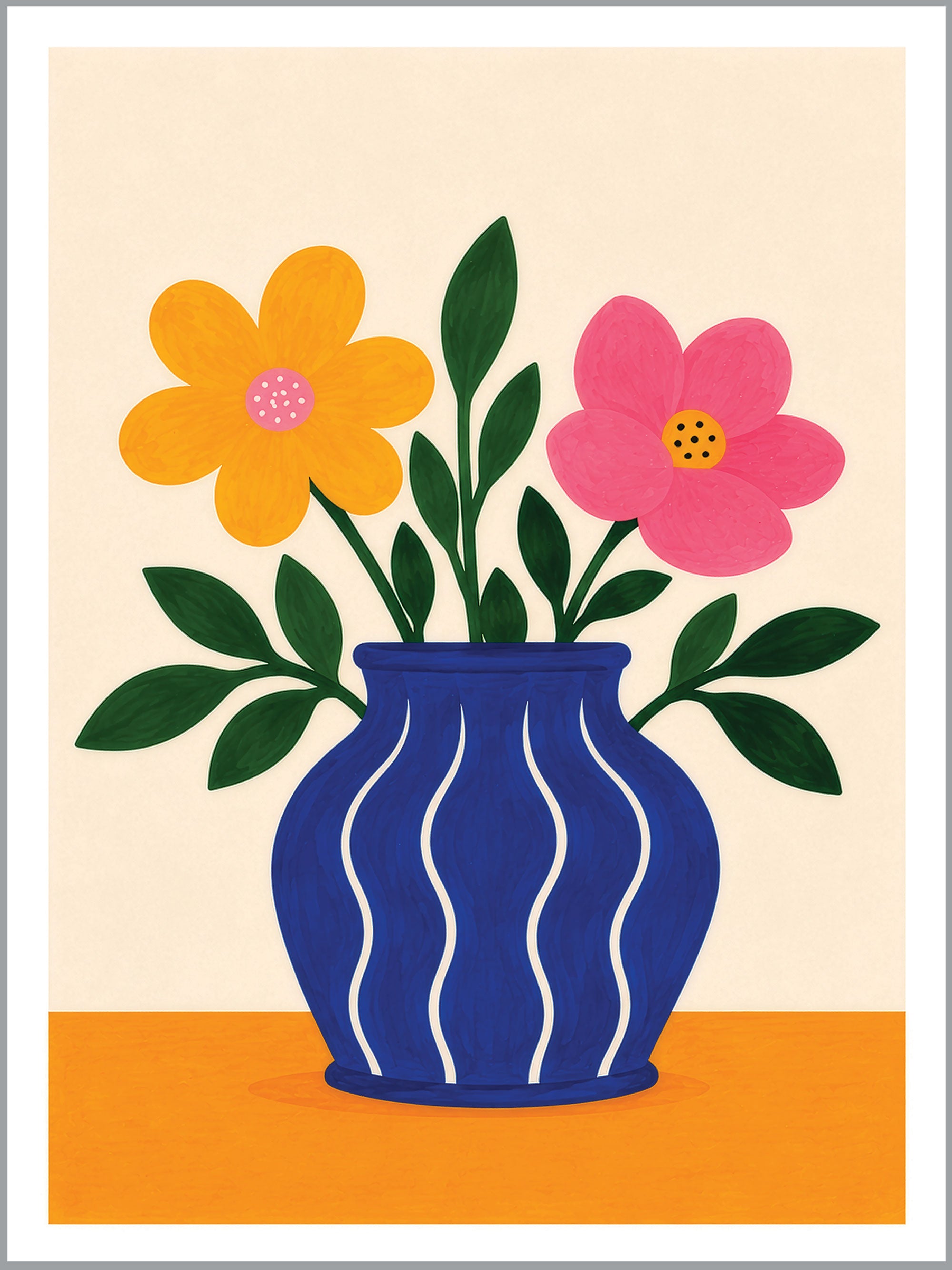 Blue Vase Floral Print