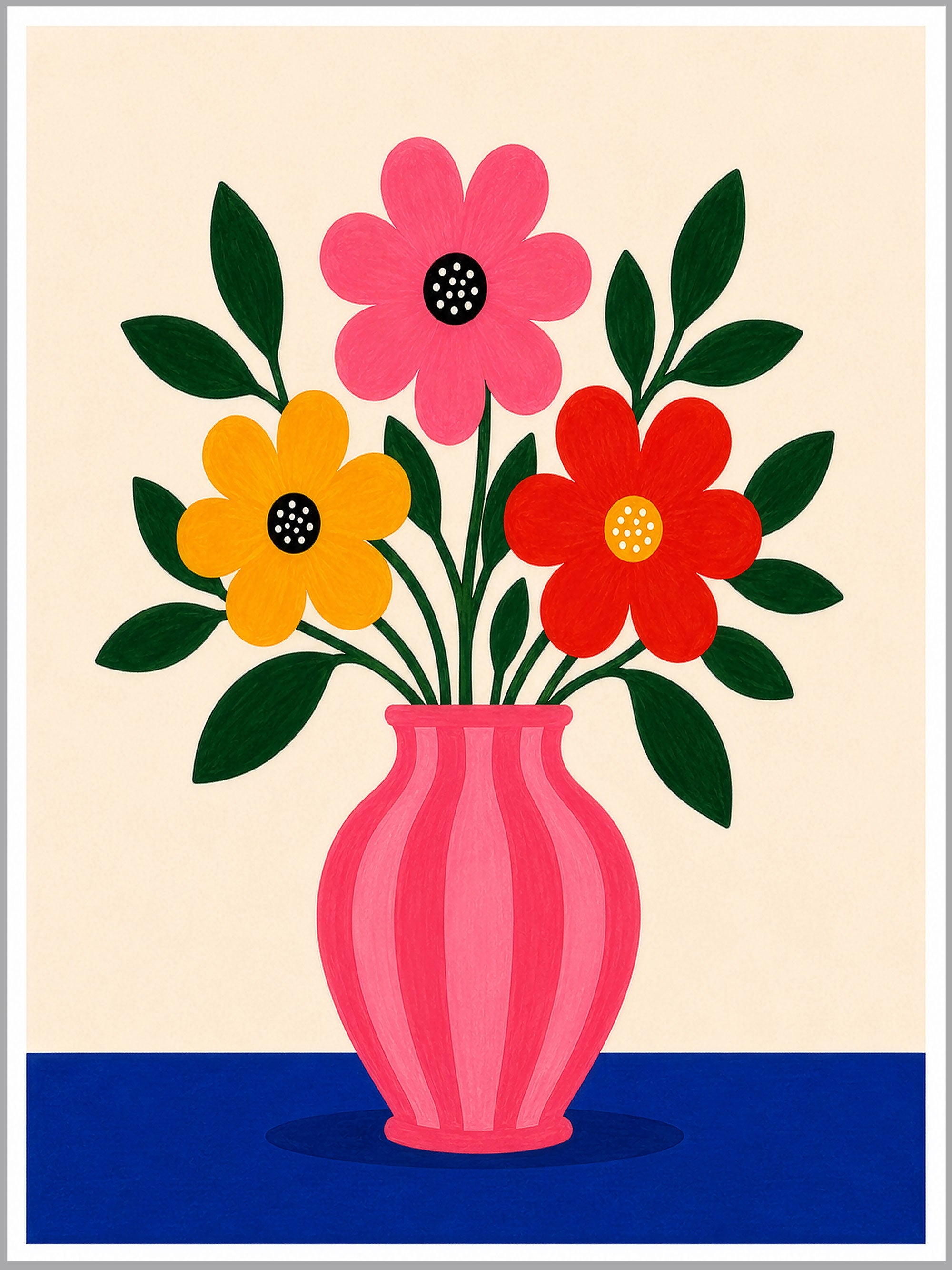Pink Vase Floral Print