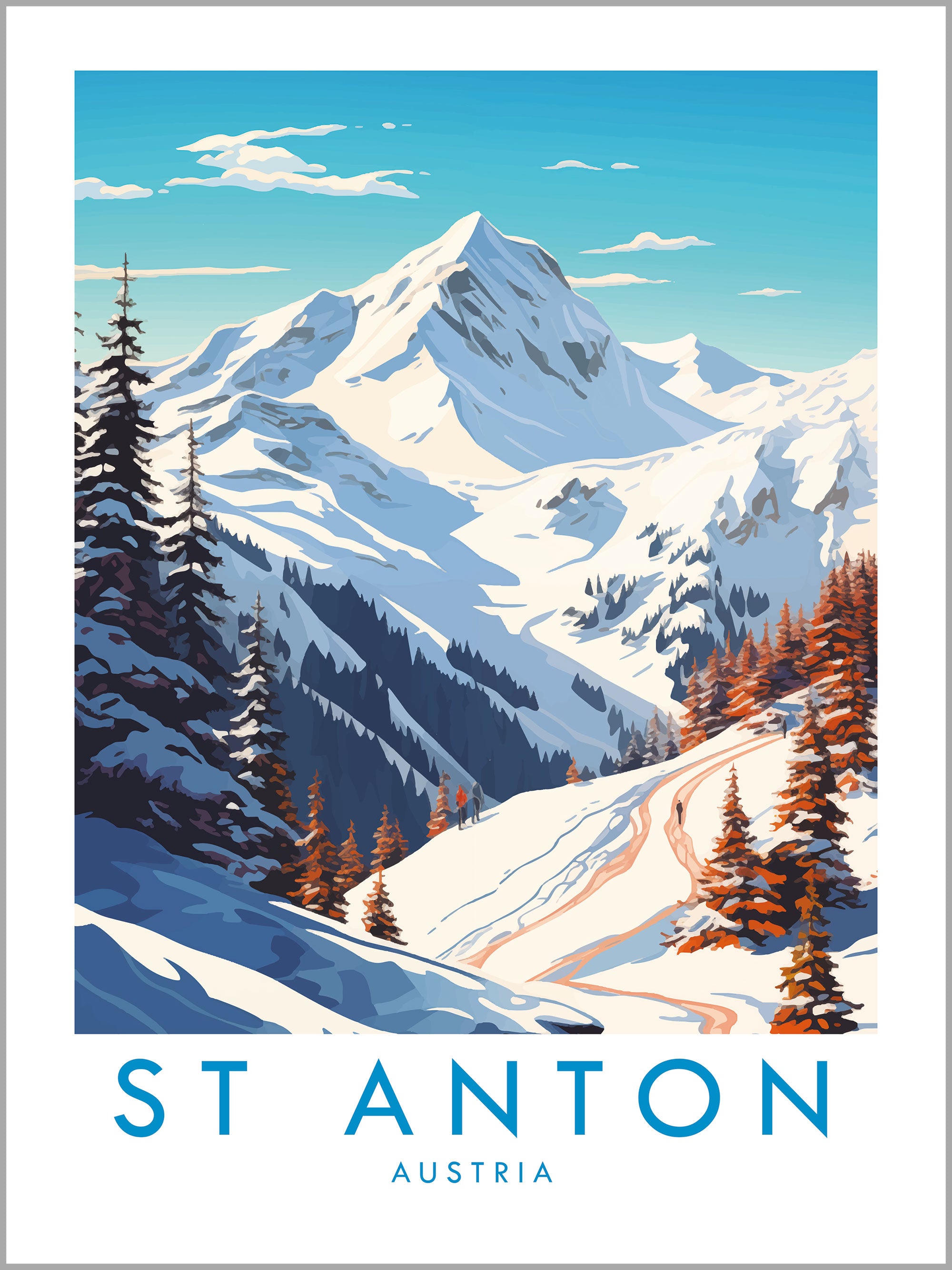 St Anton Skiing Travel Print
