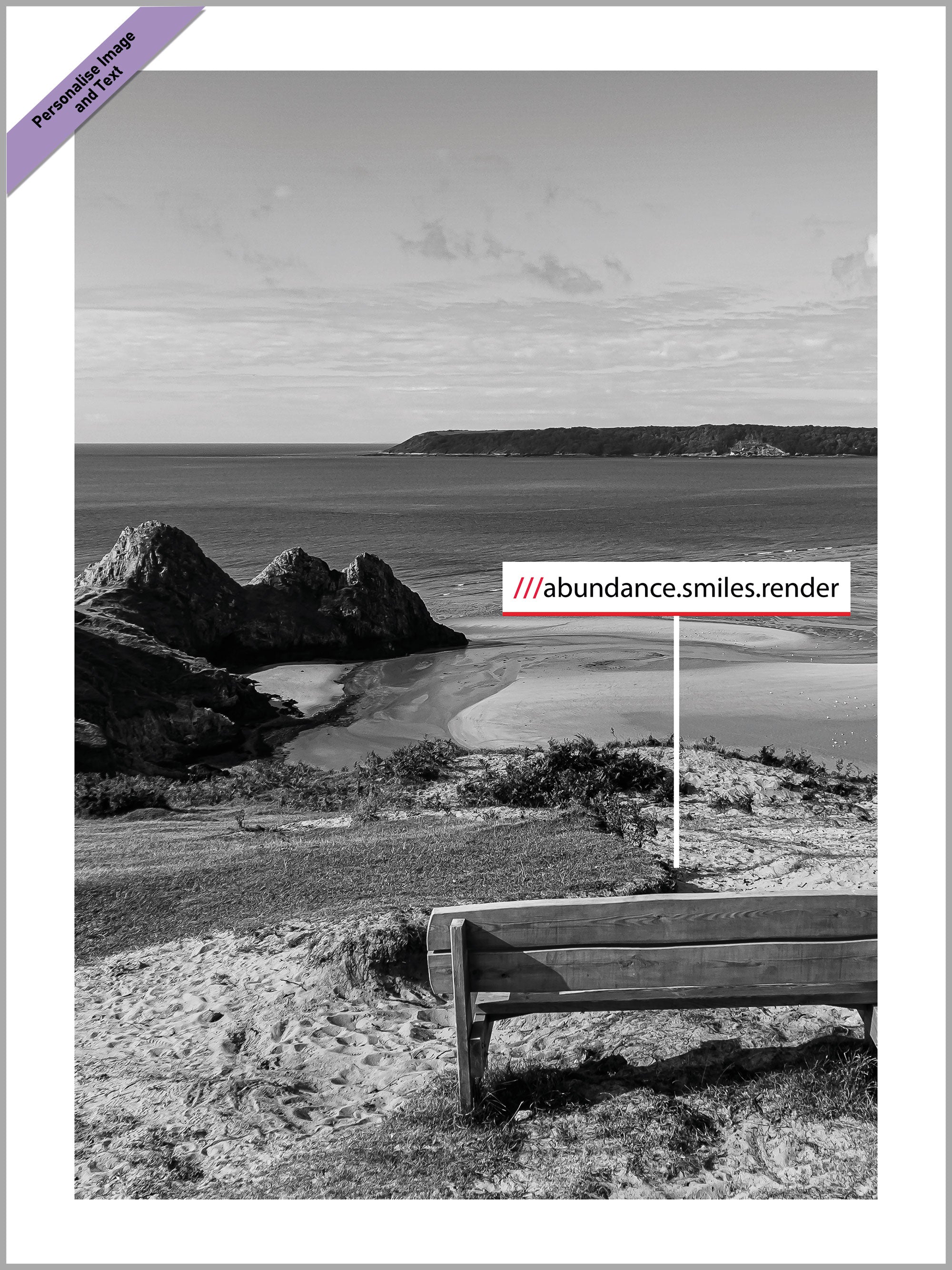 what3words custom print (Style 2, black and white)
