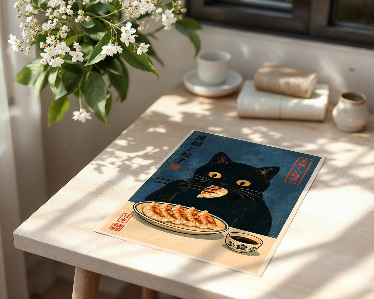 Black Cat Gyoza Print