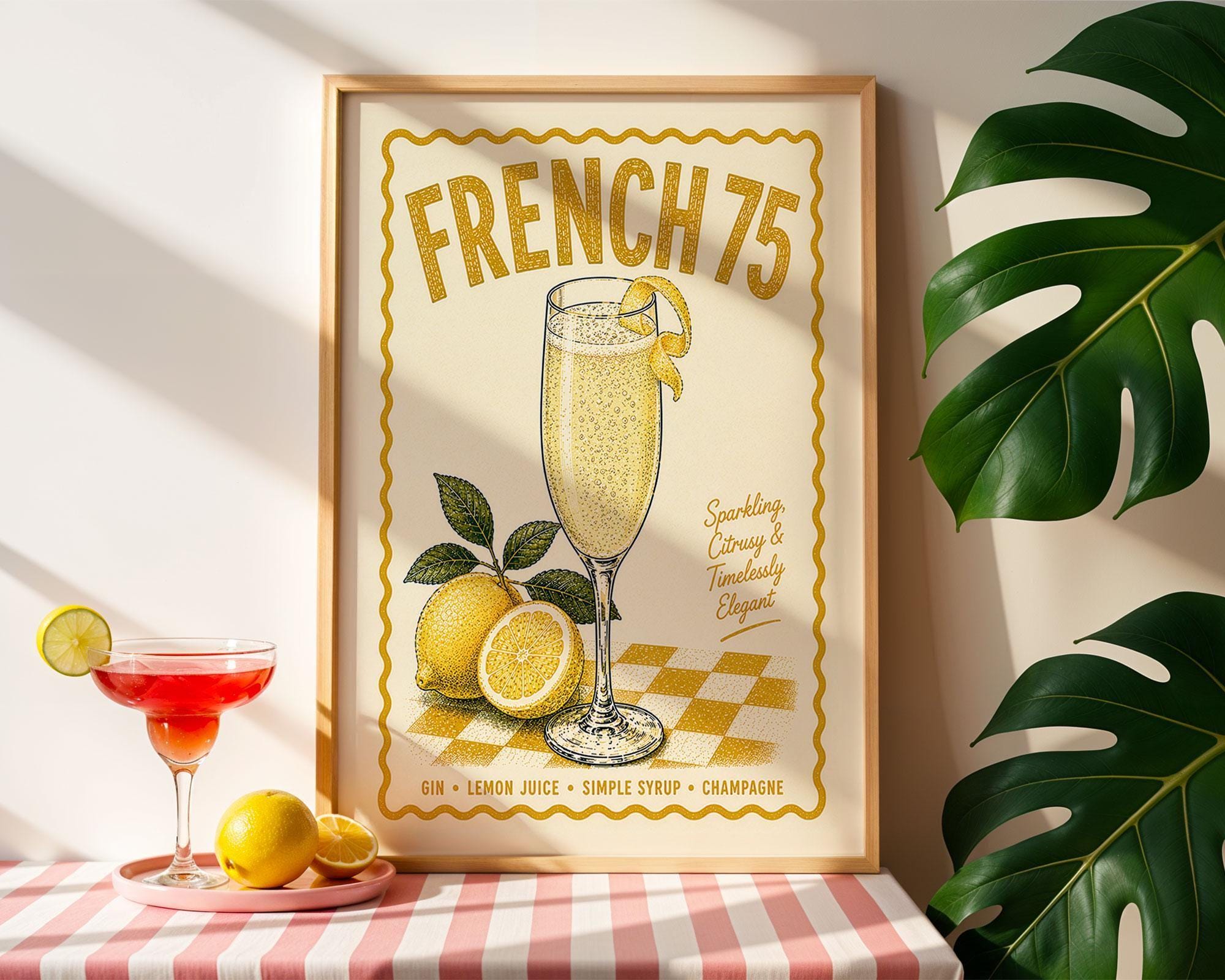French 75 Cocktail Print