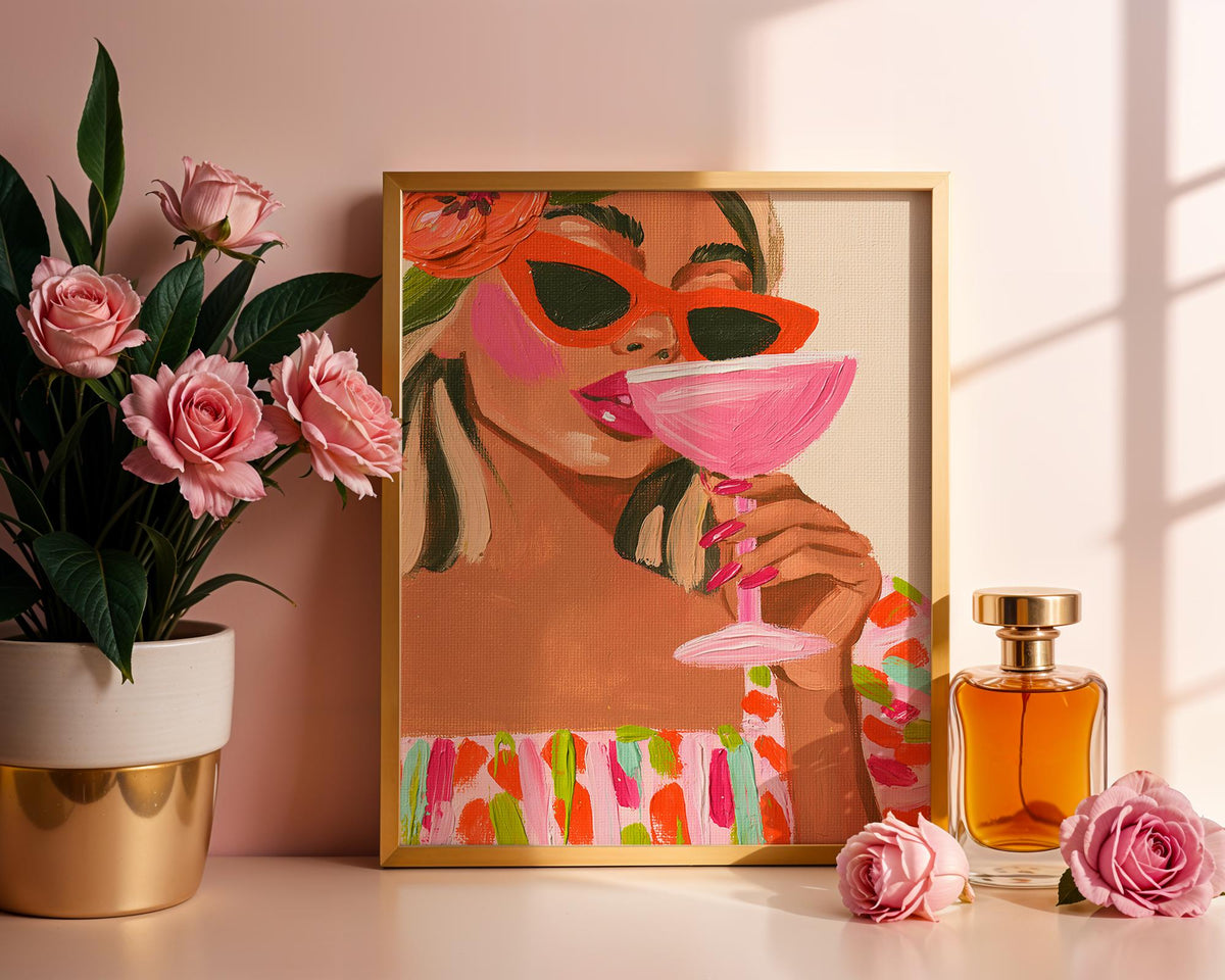 Cocktail Girl Bar Print