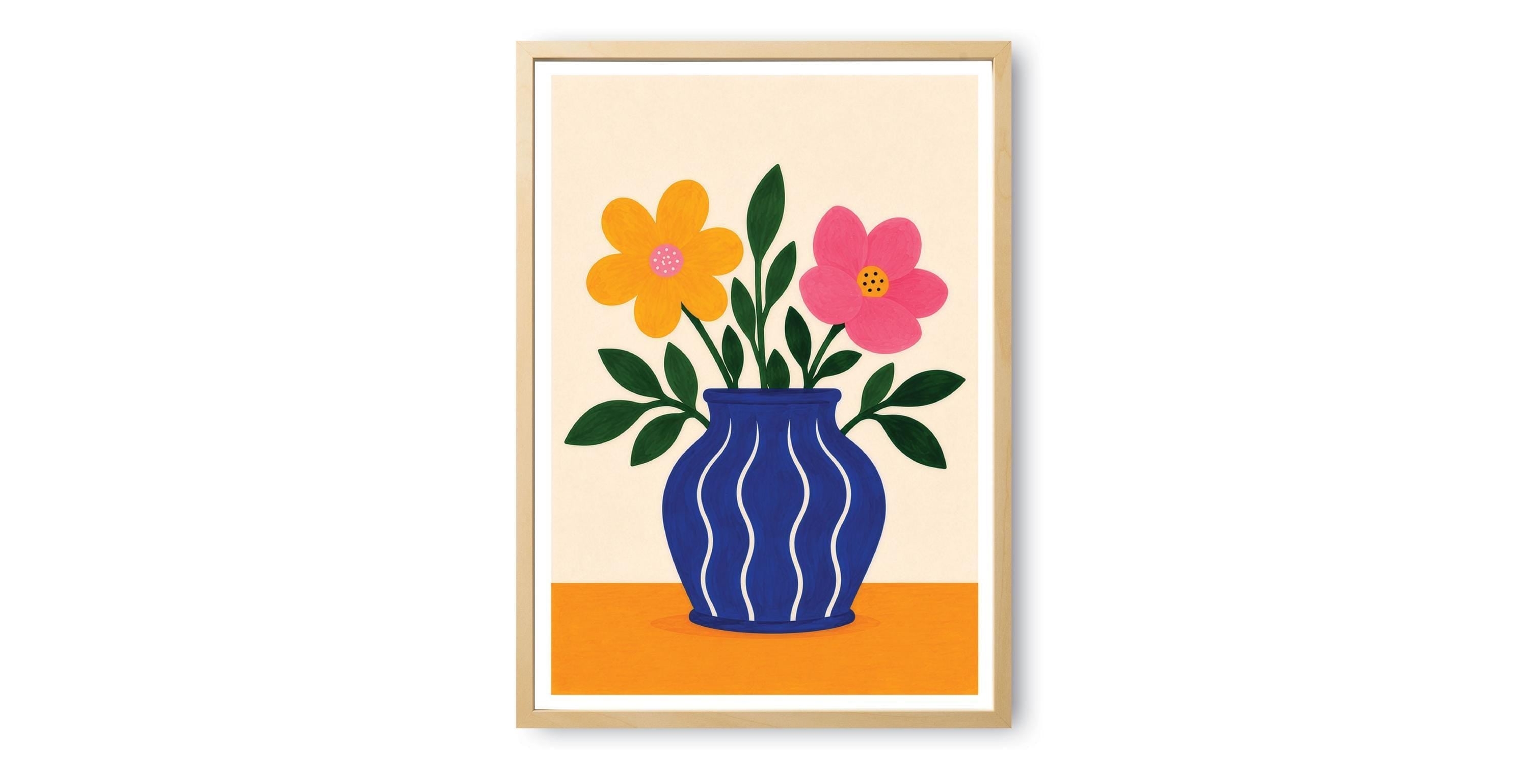 Blue Vase Floral Print