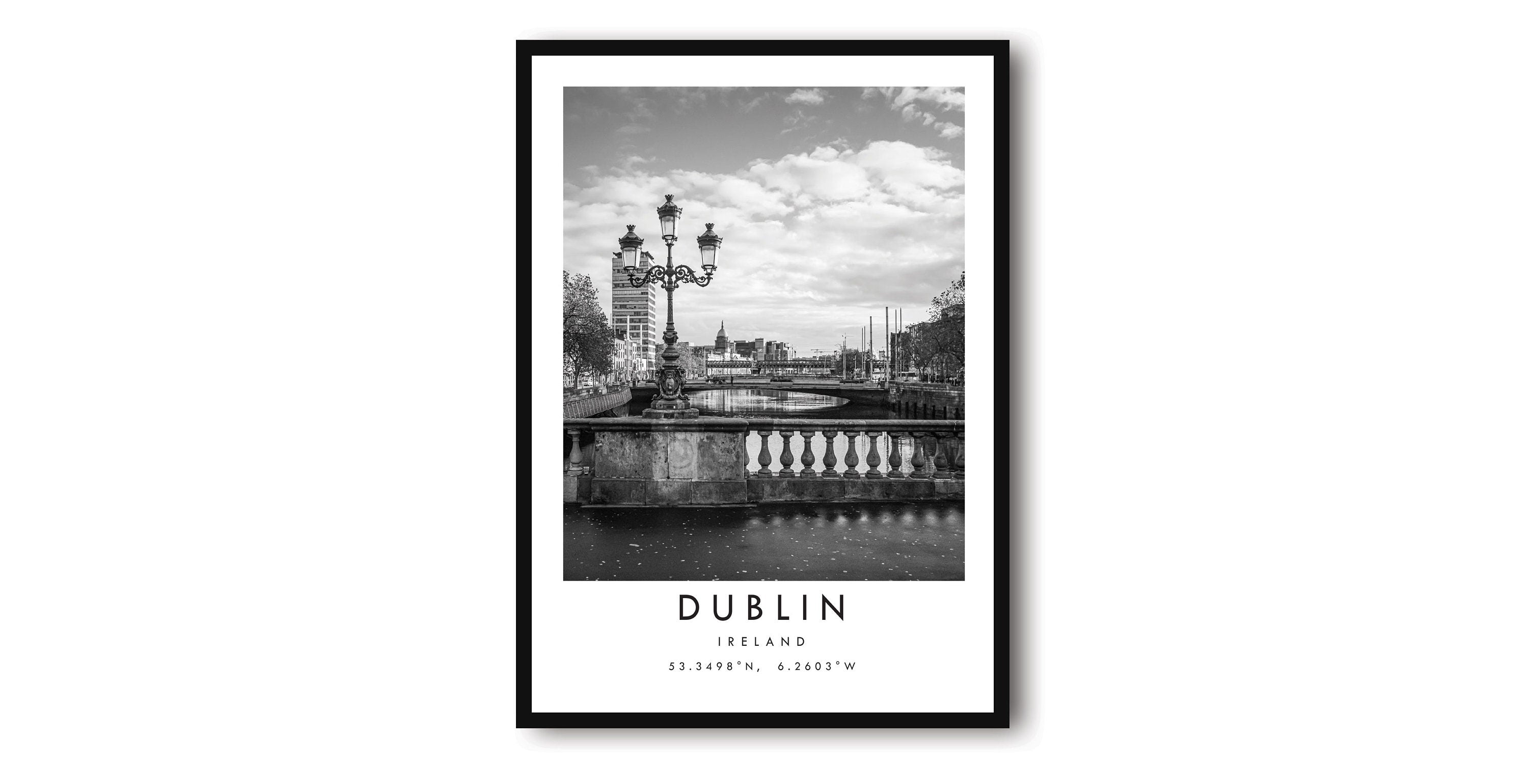Dublin Travel Print, Dublin Poster, Unique Wallart Decor, Black and White Home Decor, Ireland print, Popular Print A1/A2/A3/A4/A5