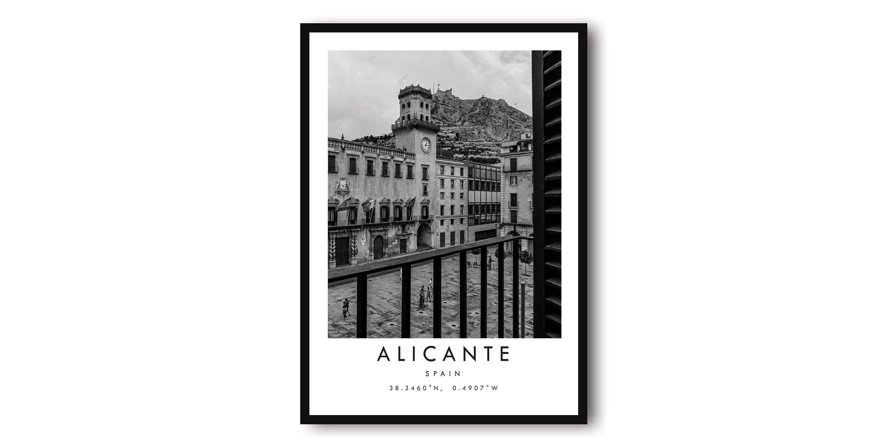 Alicante Travel Print, Alicante Poster, Unique Wallart Decor, Black and White Home Decor, Spain Alicante Popular Print A1/A2/A3/A4/A5