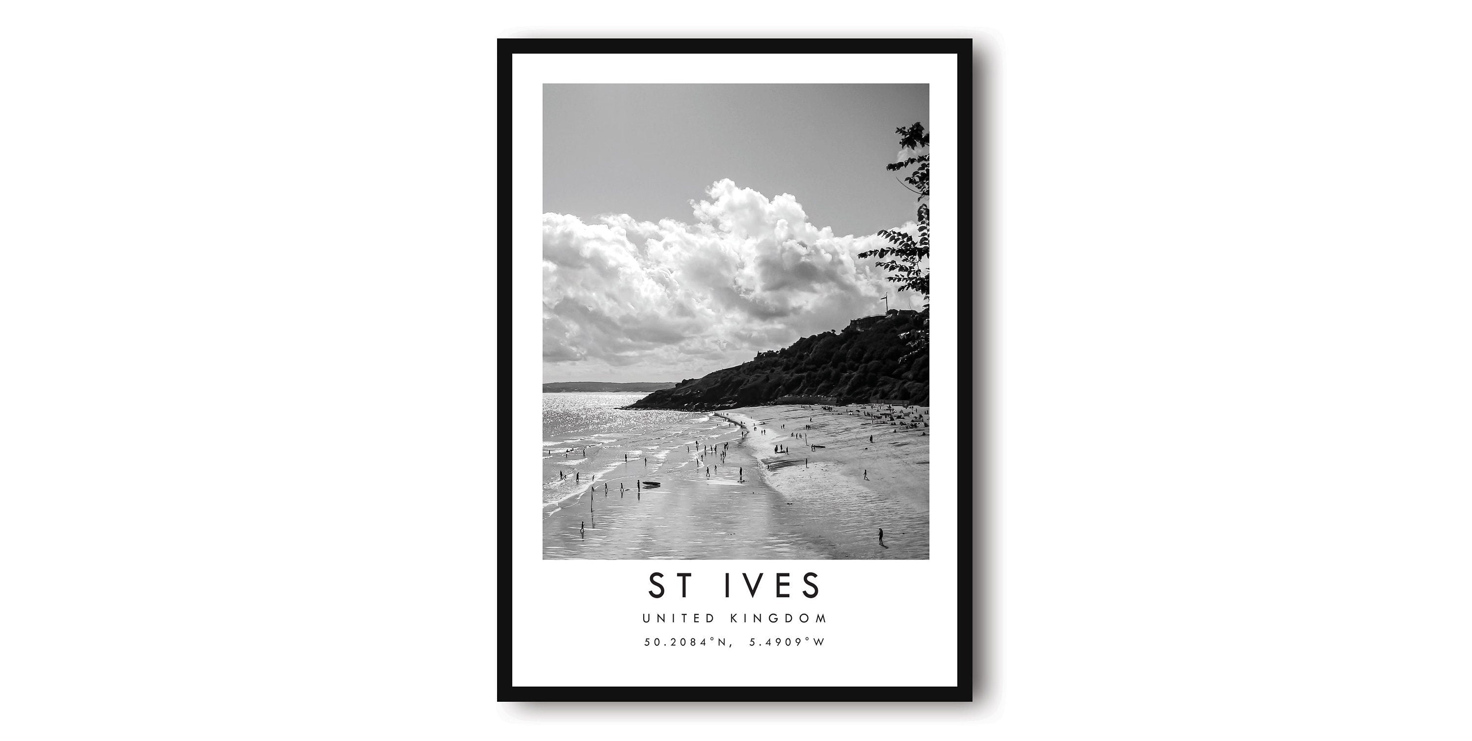 St Ives Travel Print, St Ives Poster, Unique Wallart Decor, Black and White Home Decor, England St Ives, Popular Print A1/A2/A3/A4/A5