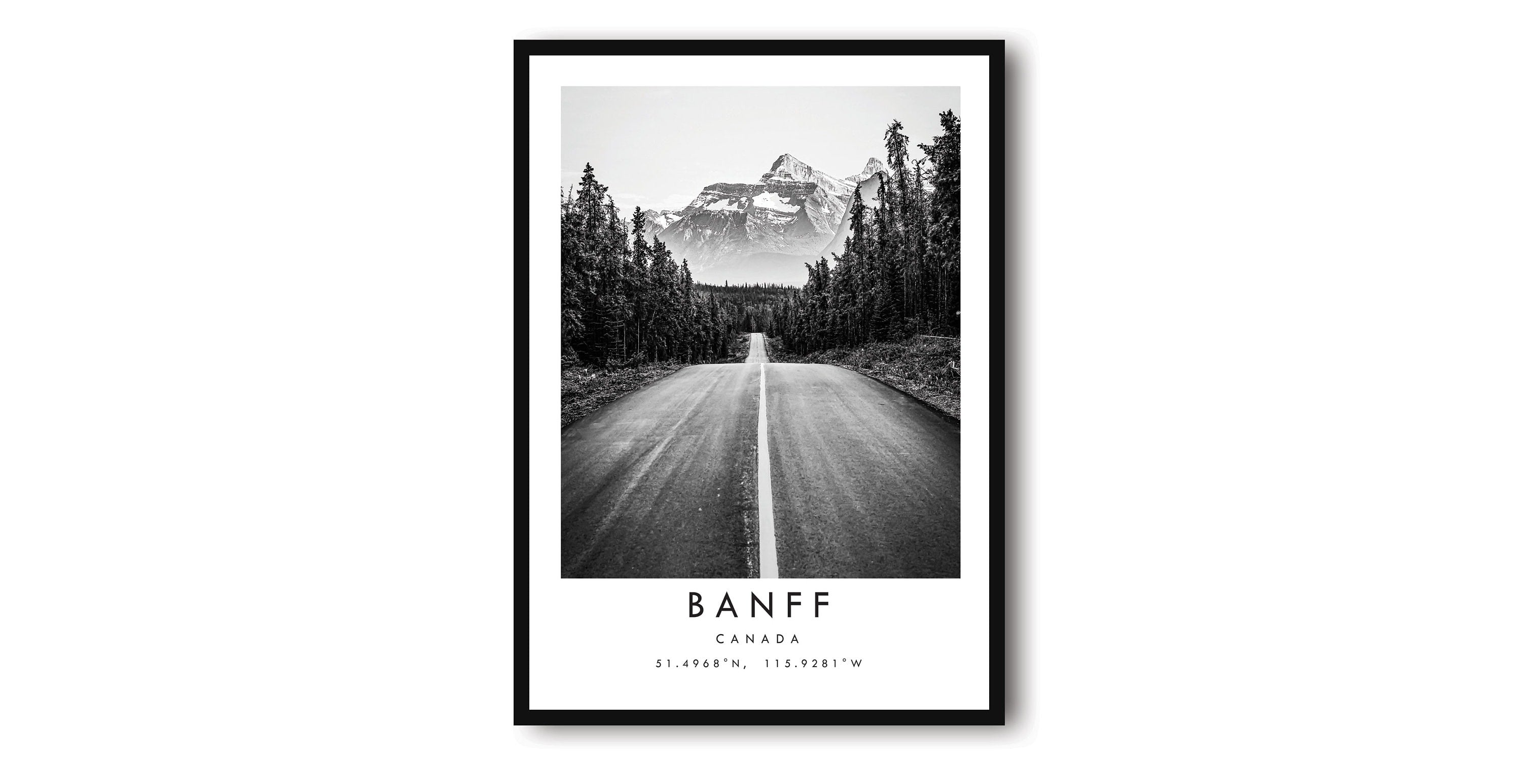Banff Travel Print, Black and White Travel Print, Banff Canada Print, Minimalist Travel Posters, Popular Print, Popular Gift, Gallery Wall
