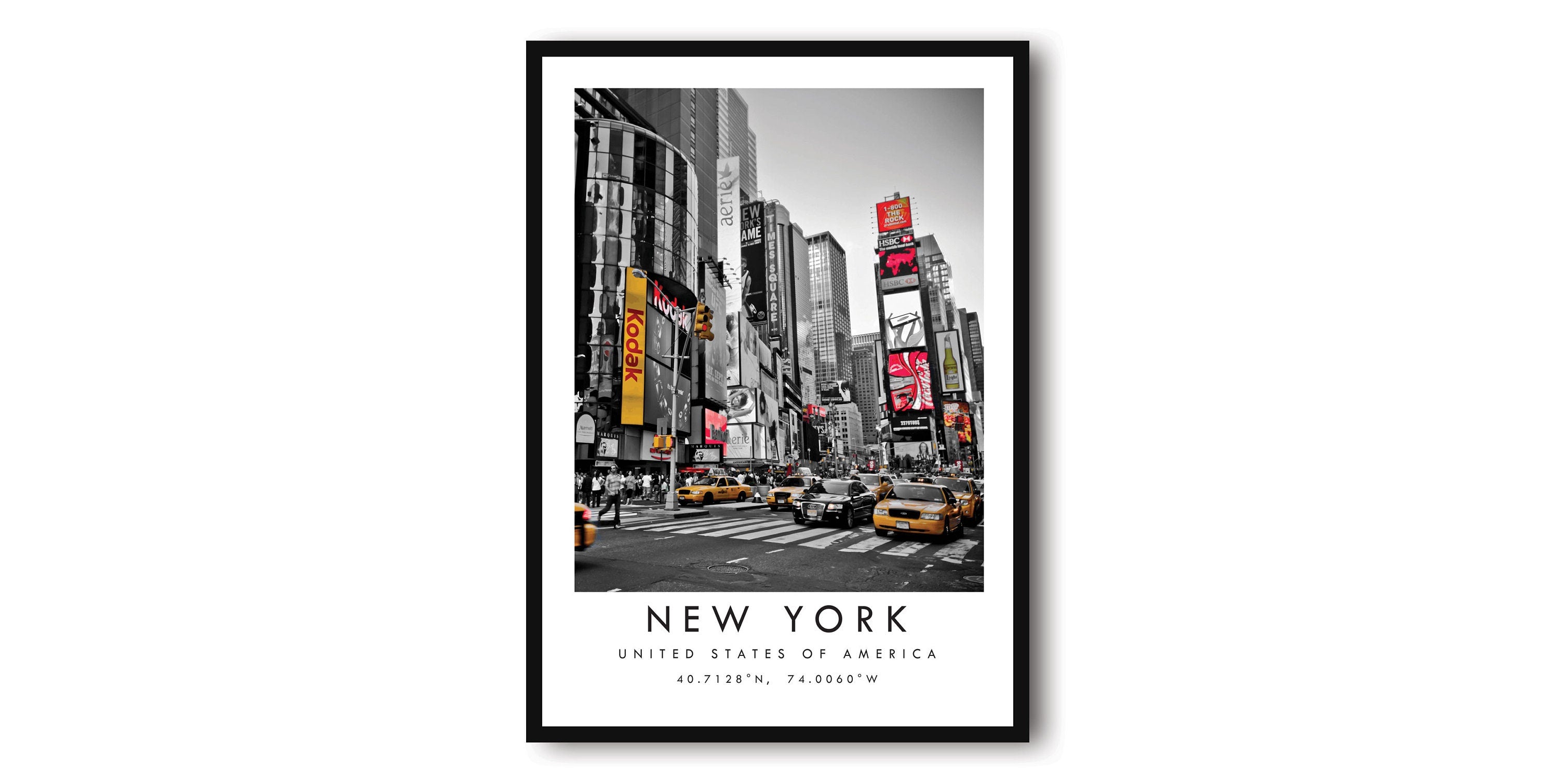 New York Travel Print, New York Poster, New York Wall Art Minimalist, Yellow Cabs, Prints of New York, Times Square, NYC yellow Cabs,
