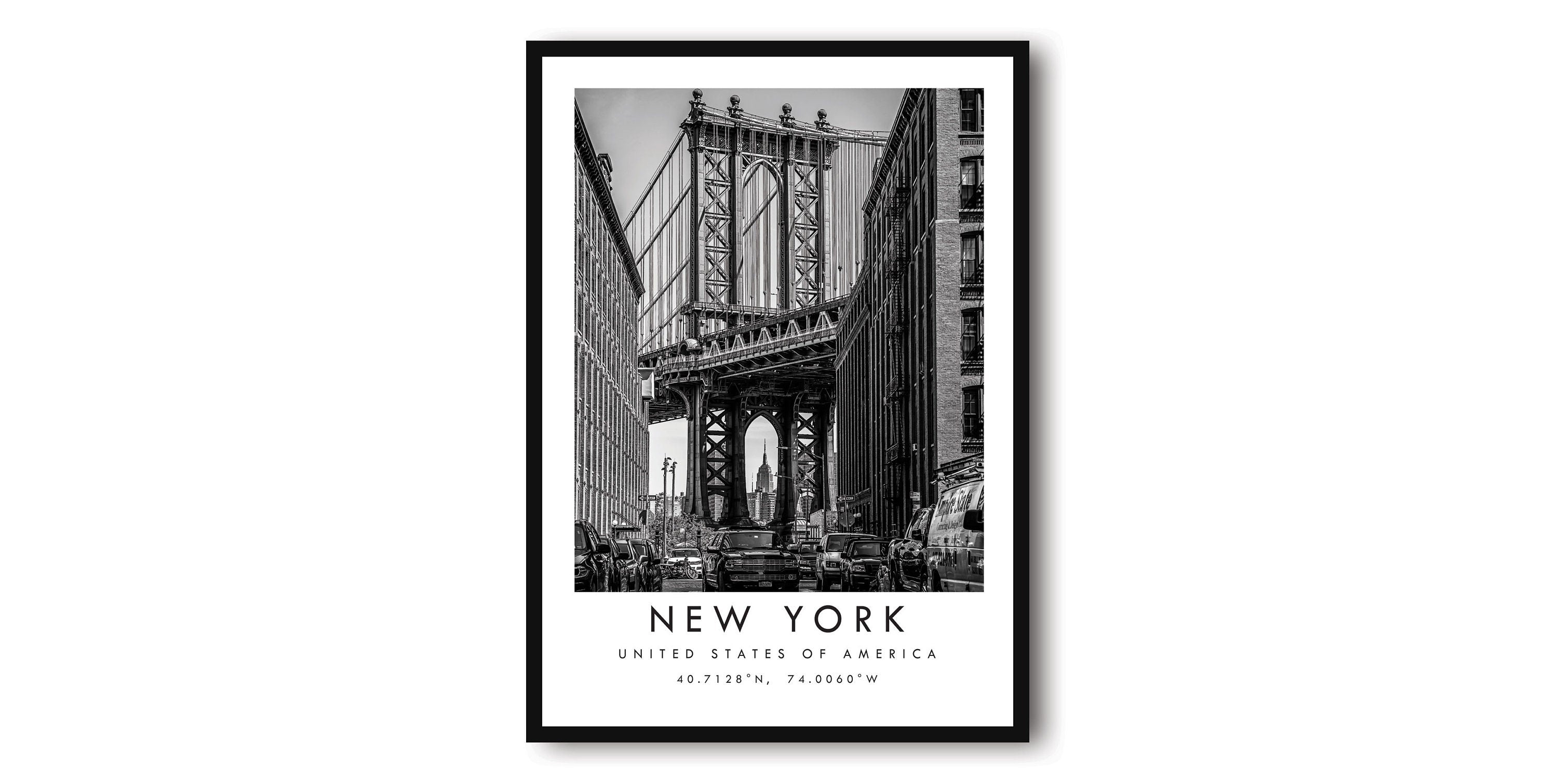 New York Travel Print, New York Poster Print, New York Wall Art Minimalist, New York Print, Prints of New York, New York Bridge