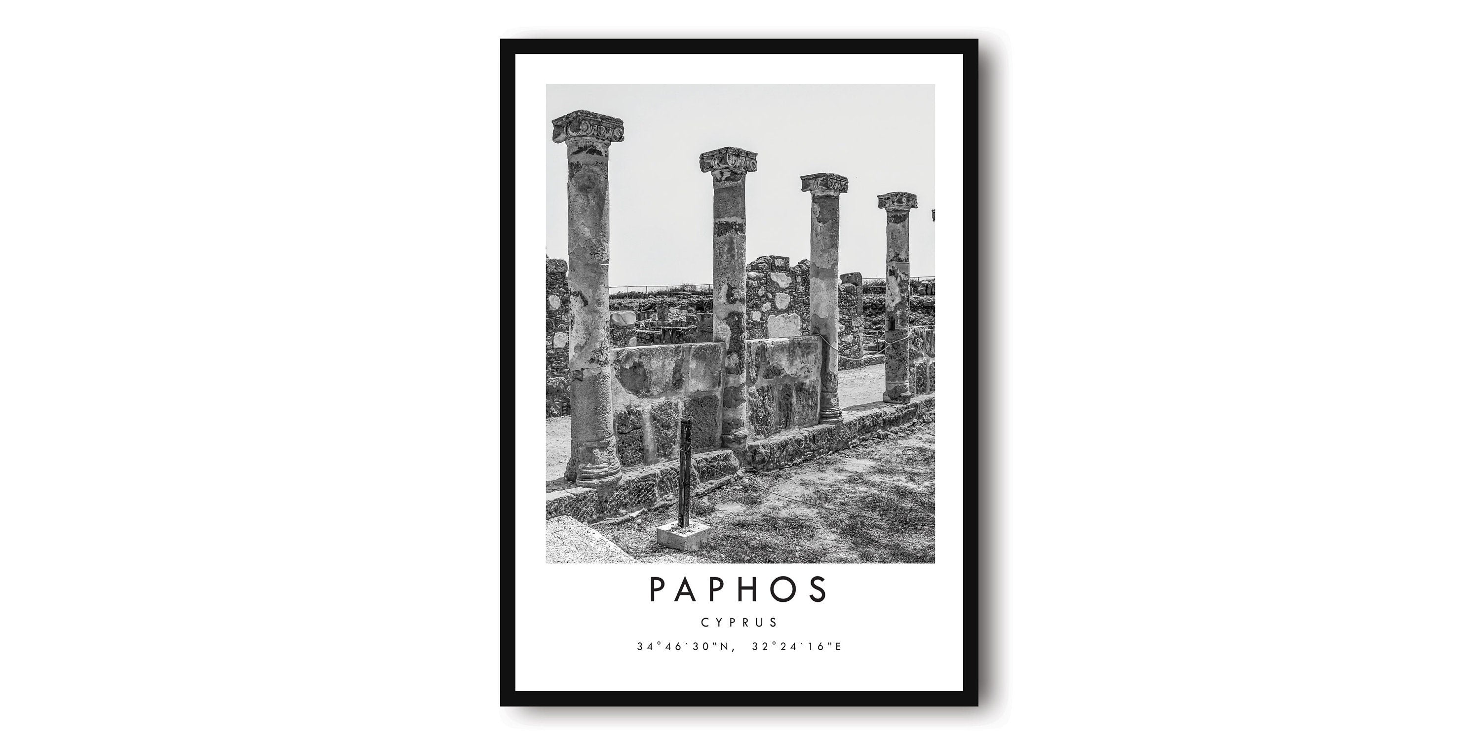 Paphos Travel Print, Paphos Poster, Unique Wallart, Black and White Home Decor, Paphos Minimalist Wallart A1/A2/A3/A4/A5