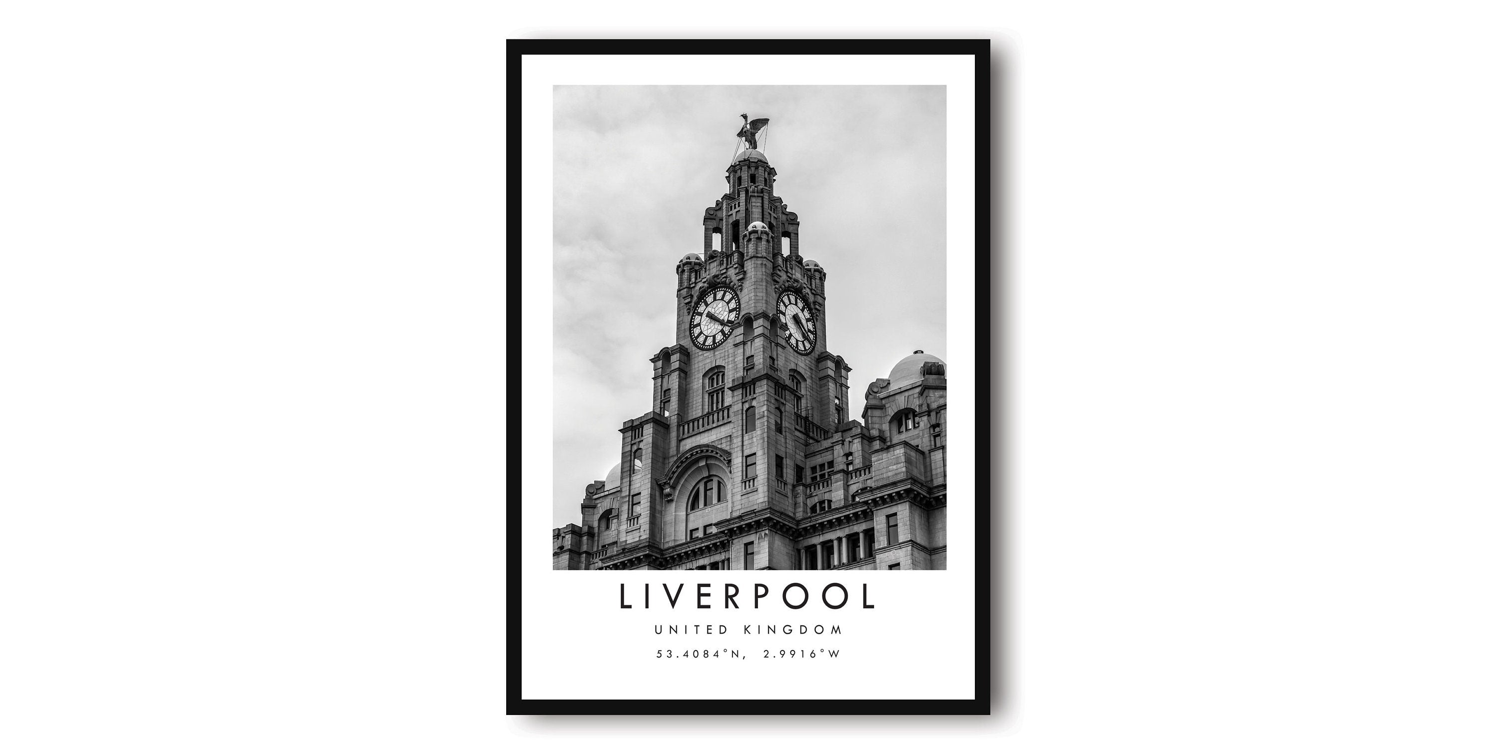 Liverpool Travel Print, Liverpool Poster, Unique Wallart Decor, Black and White Home Decor, England Liver, Popular Print A1/A2/A3/A4/A5