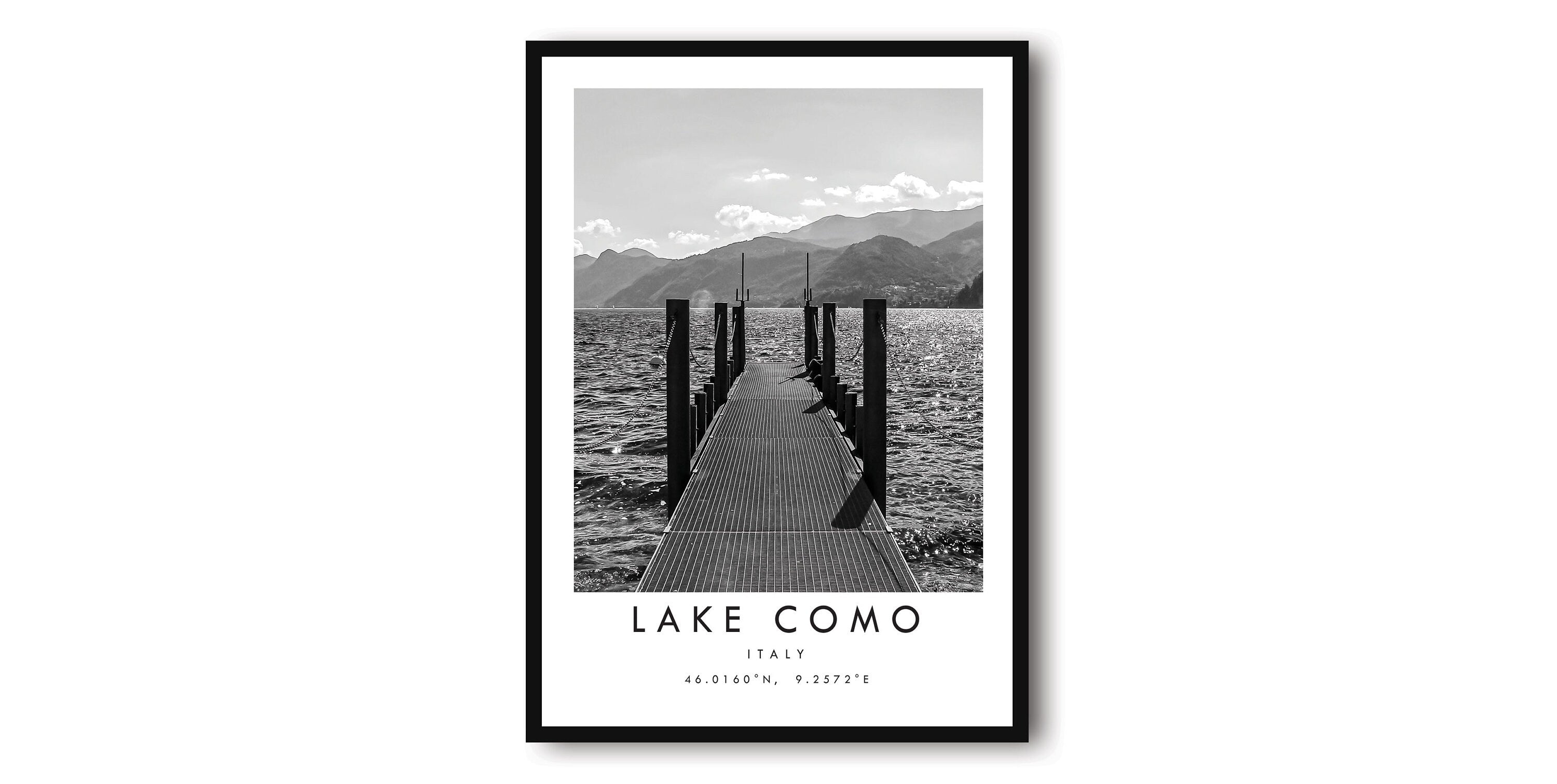 Lake Como Travel Print, Italy Poster, Black and White Print, Unique Wall Art, Minimalist Home Decor, City A1/A2/A3/A4/A5