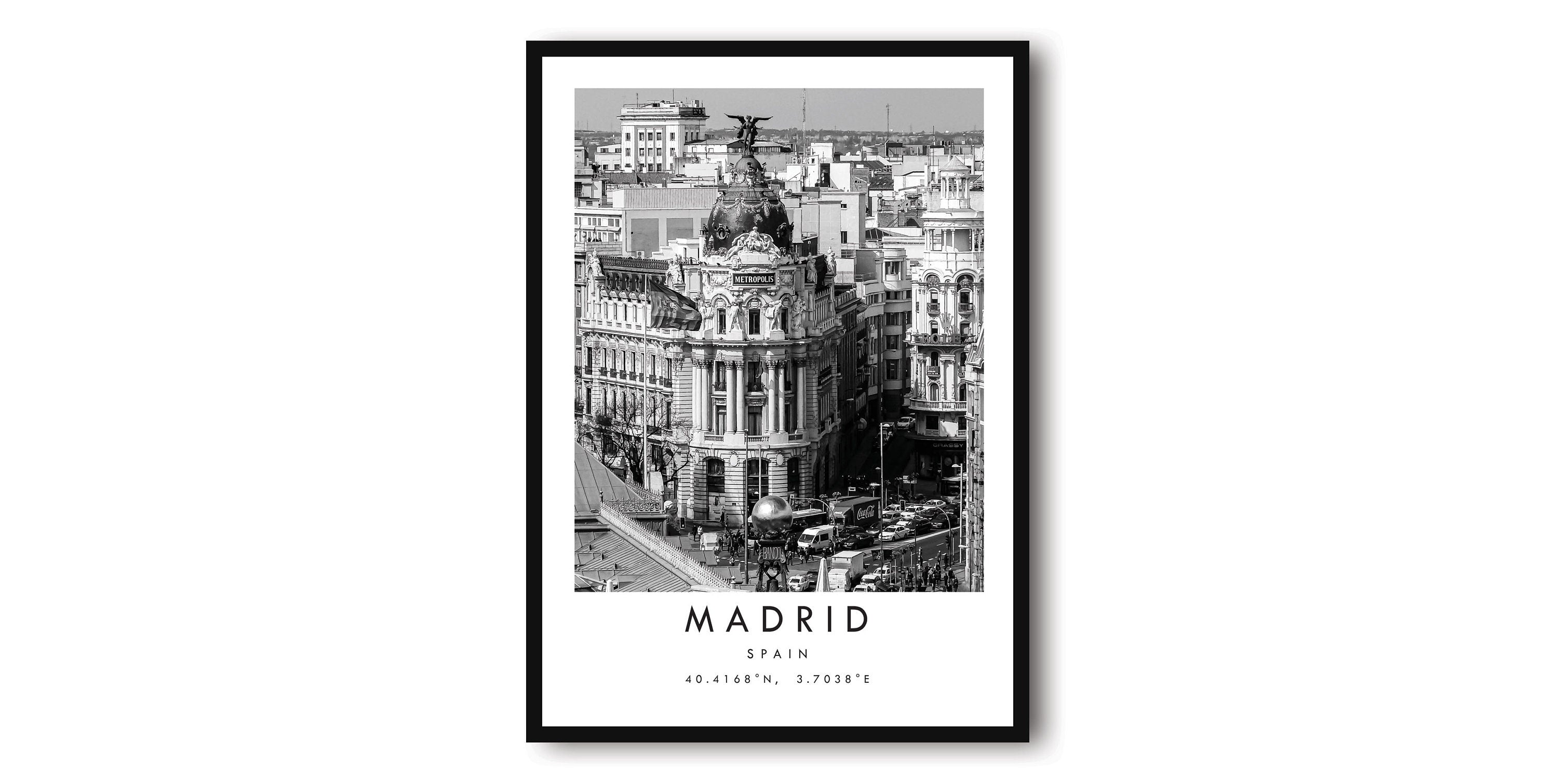 Madrid Travel Print, Madrid Poster, Unique Wallart Decor, Black and White Home Decor, Spain Madrid Popular Print A1/A2/A3/A4/A5