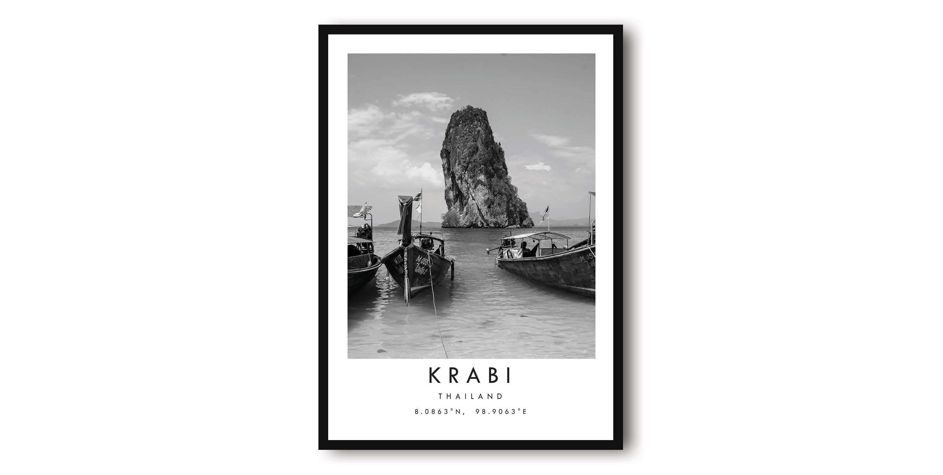 Krabi Travel Print, Phuket Poster, Unique Wallart Decor, Black and White Home Decor, Phuket Thailand Popular Print A1/A2/A3/A4/A5