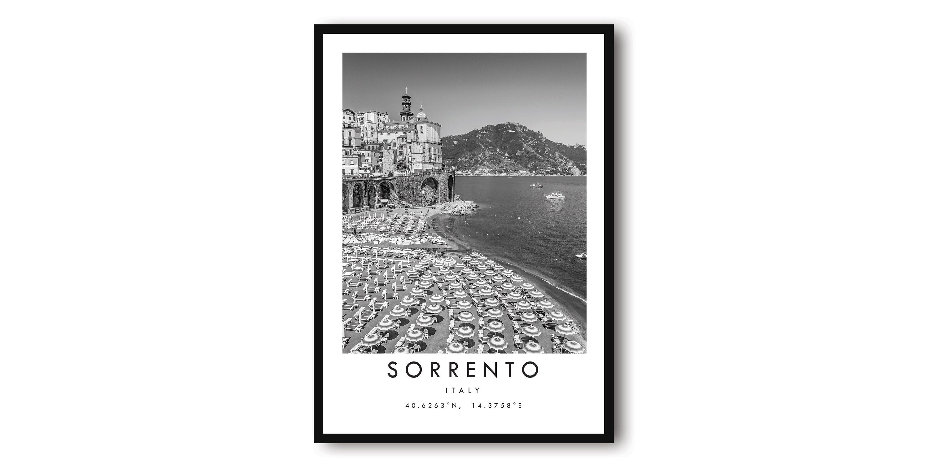 Sorrento Travel Print, Italy Poster, Black and White Print, Unique Wall Art, Minimalist Home Decor, City A1/A2/A3/A4/A5