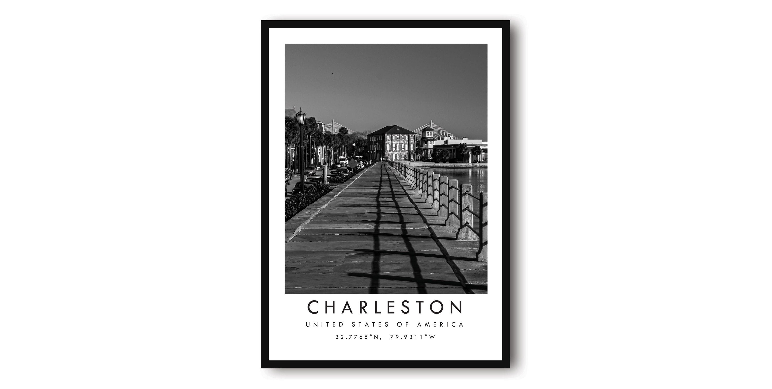 Charleston Travel Print, Charleston Poster Print, Charleston Wall Art Minimalist, Charleston Map Print, Prints of Charleston A1/A2/A3/A4/A5