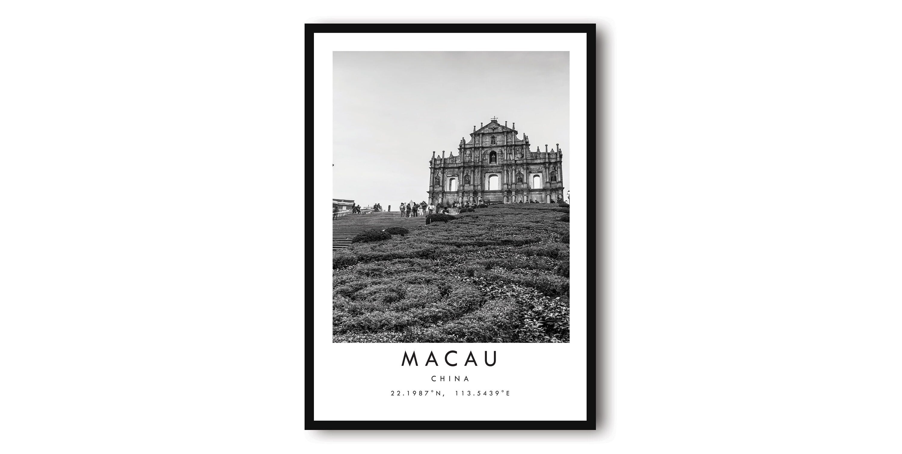 Macau Travel Print, China Poster, Black and White Print, Unique Wall Art, Minimalist Home Decor, City A1/A2/A3/A4/A5