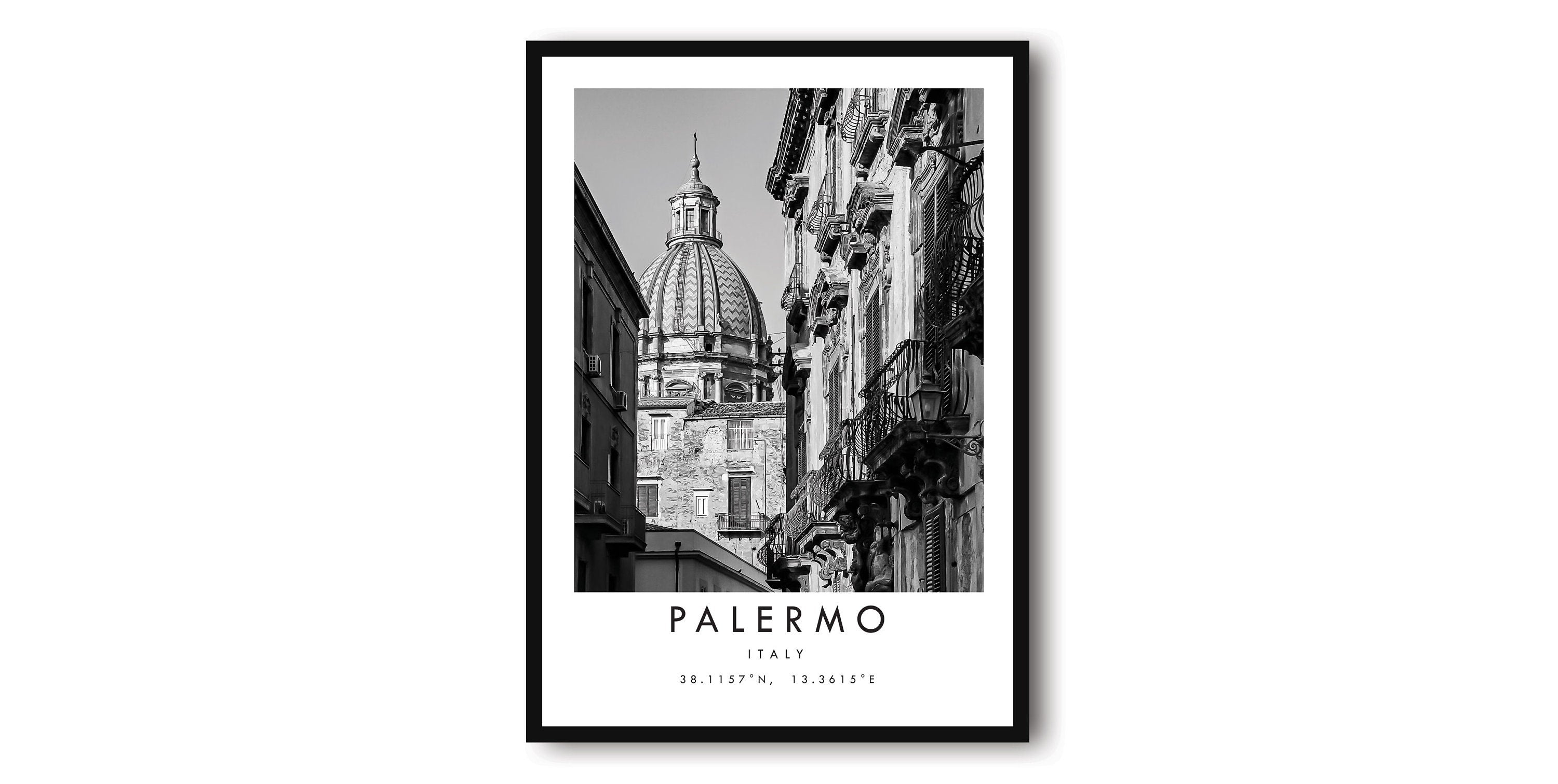 Palermo Travel Print, Italy poster Poster, Black and White Print, Unique Wall Art, Minimalist Home Decor, City A1/A2/A3/A4/A5