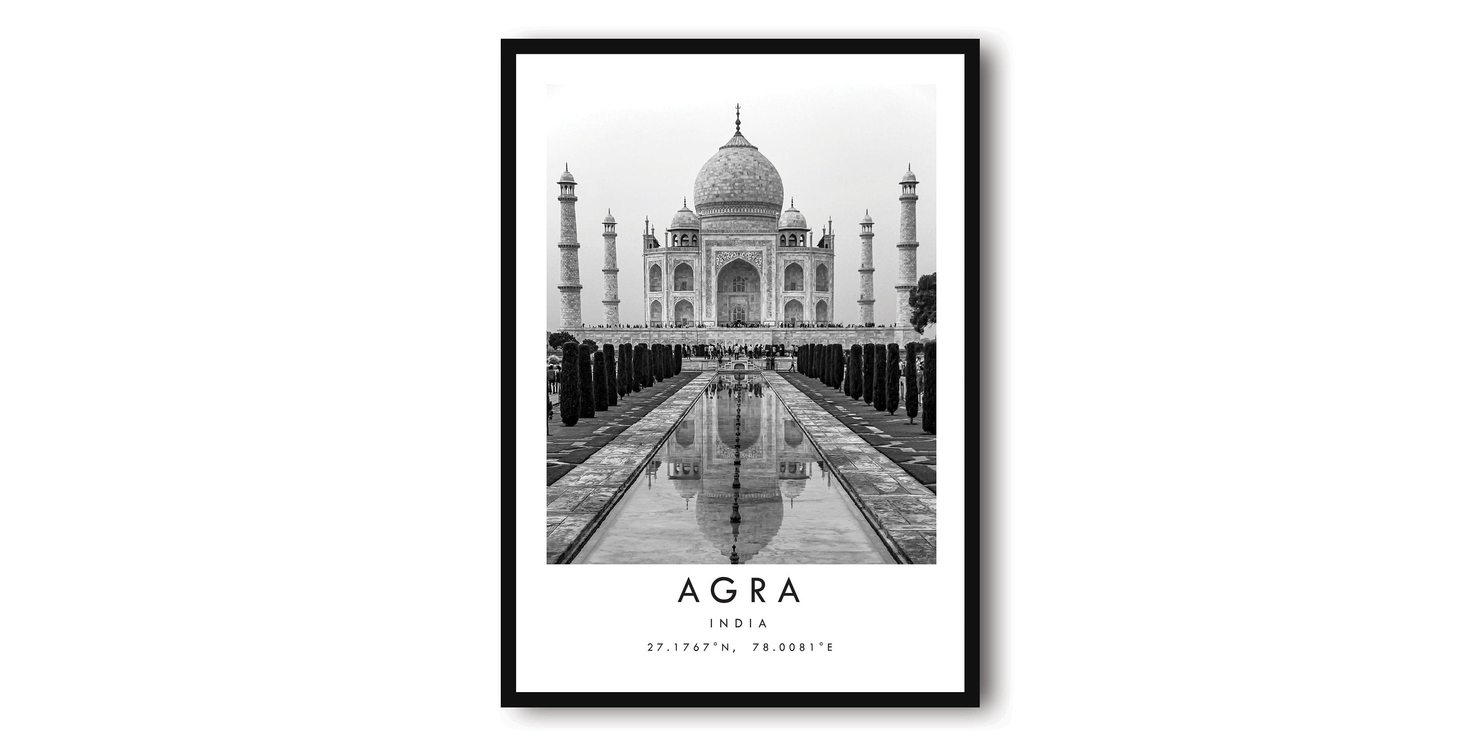 Agra Travel Print, India Poster, Black and White Print, Taj Mahal print, Minimalist Home Decor, City A1/A2/A3/A4/A5