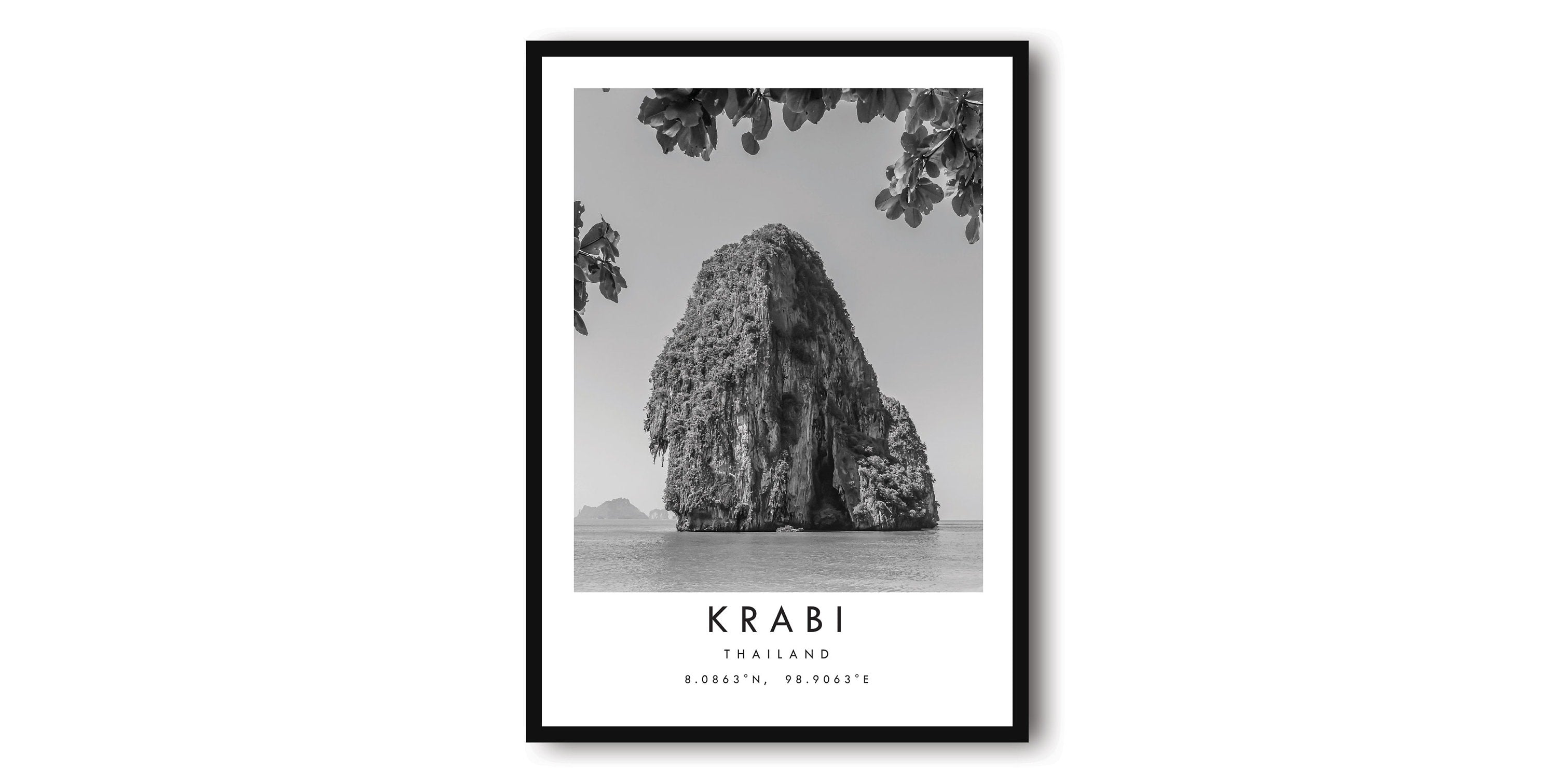 Krabi Travel Print, Phuket Poster, Unique Wallart Decor, Black and White Home Decor, Phuket Thailand Popular Print A1/A2/A3/A4/A5