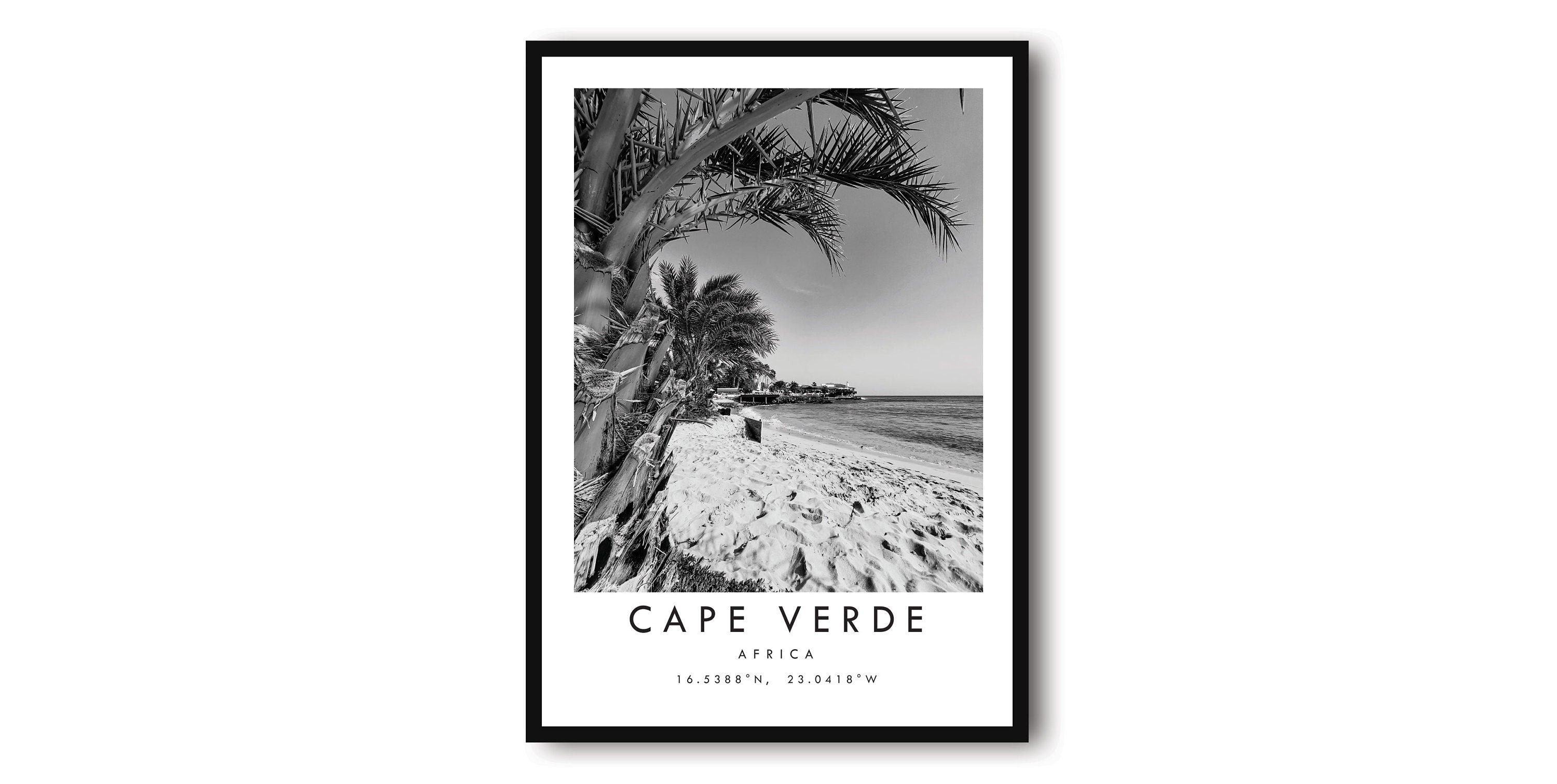 Cape Verde Travel Print, Africa Poster, Black and White Print, Unique Wall Art, Minimalist Home Decor, City A1/A2/A3/A4/A5