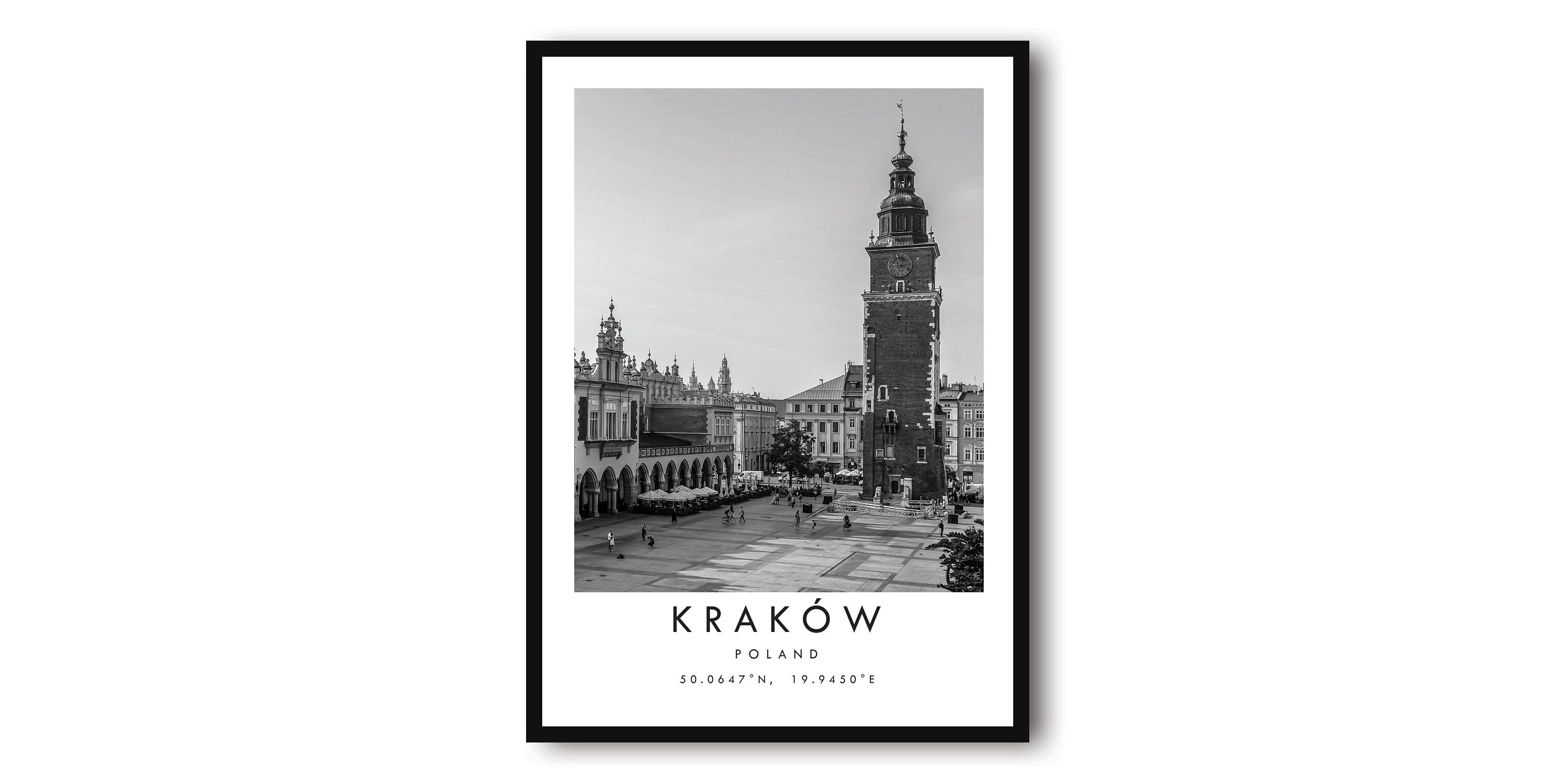 Krakow Travel Print, krakow Poster, Unique Wallart Decor, Black and White Home Decor, Poland Minimalist Wallart A1/A2/A3/A4/A5