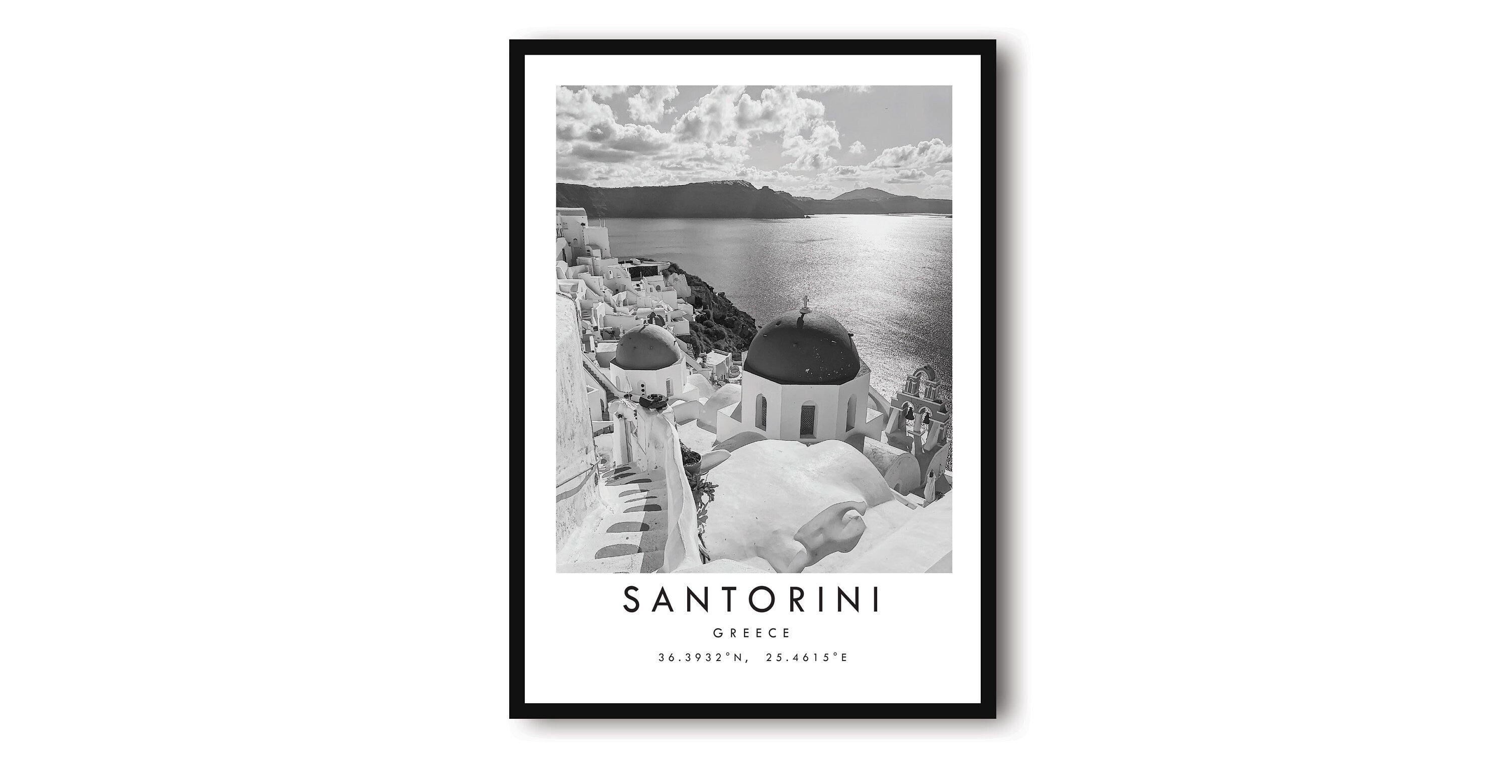 Santorini Travel Print, Greece Poster, Unique Wallart Decor, Black and White Home Decor, Santorini Greece, Popular Print A1/A2/A3/A4/A5
