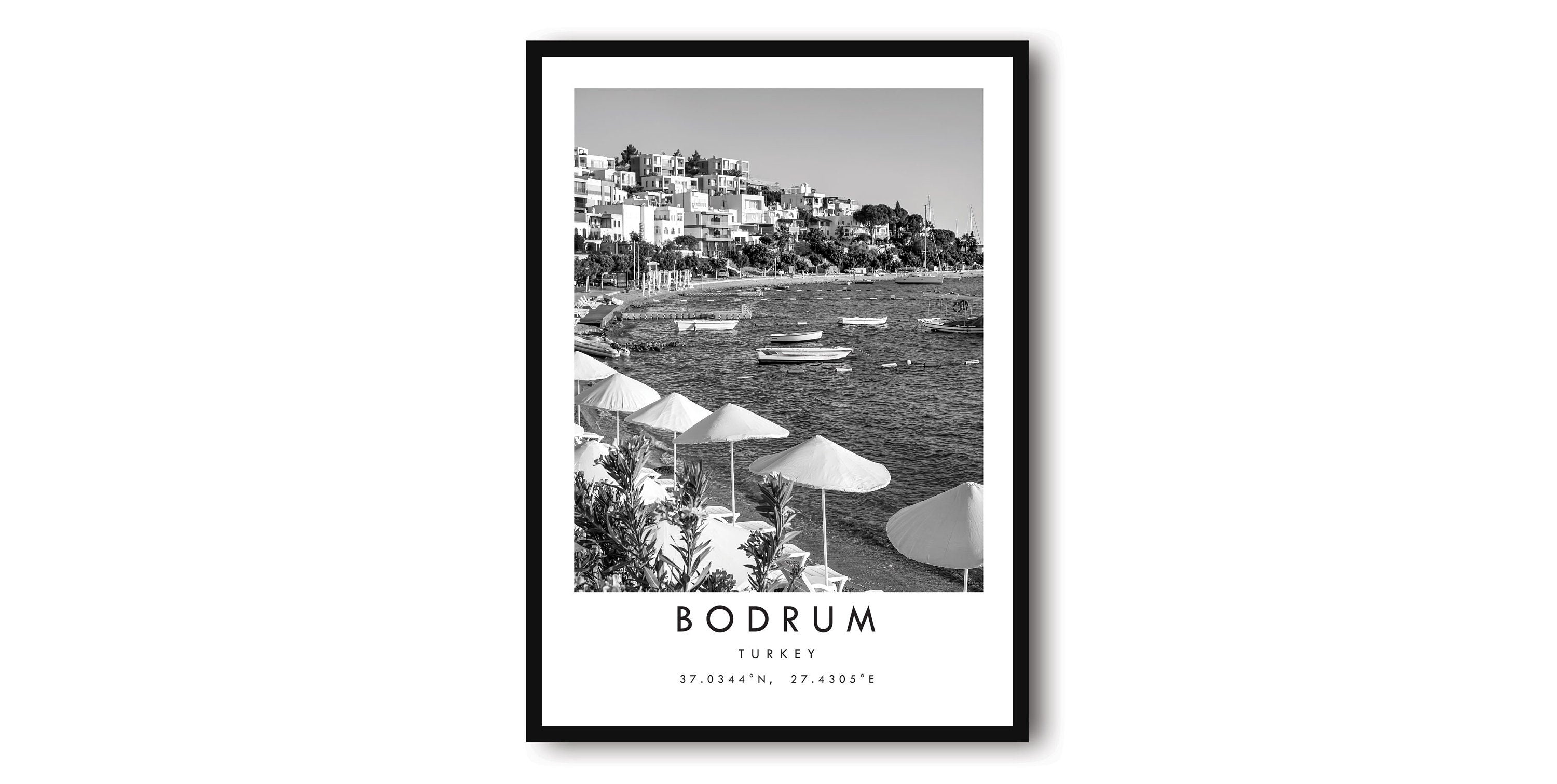 Bodrum Travel Print, Turkey Poster, Black and White Print, Unique Wall Art, Minimalist Home Decor, City A1/A2/A3/A4/A5