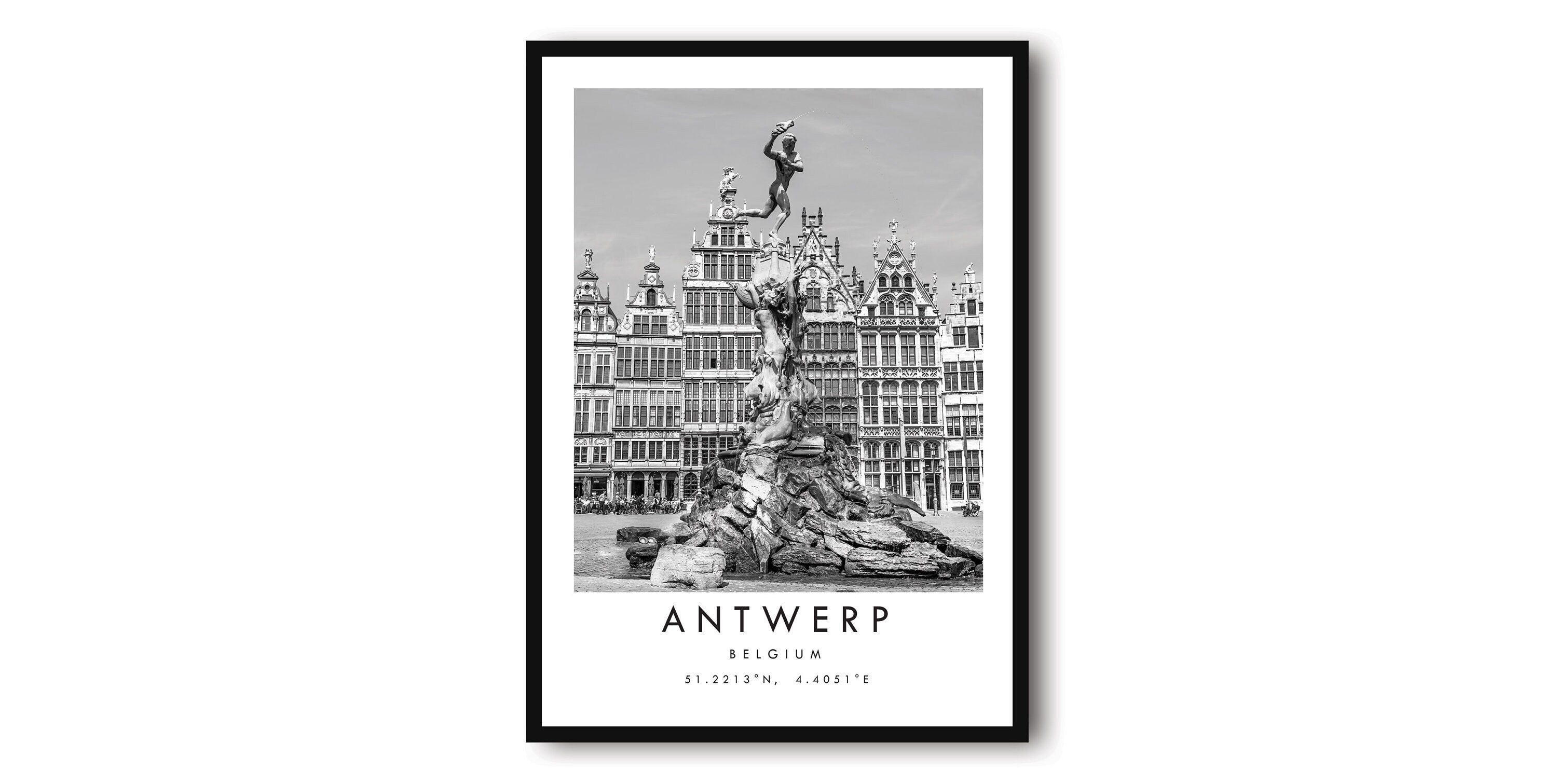 Antwerp Travel Print, Belgium Poster, Unique Wallart Decor, Black and White Home Decor, Belgium Brussels Popular Print A1/A2/A3/A4/A5