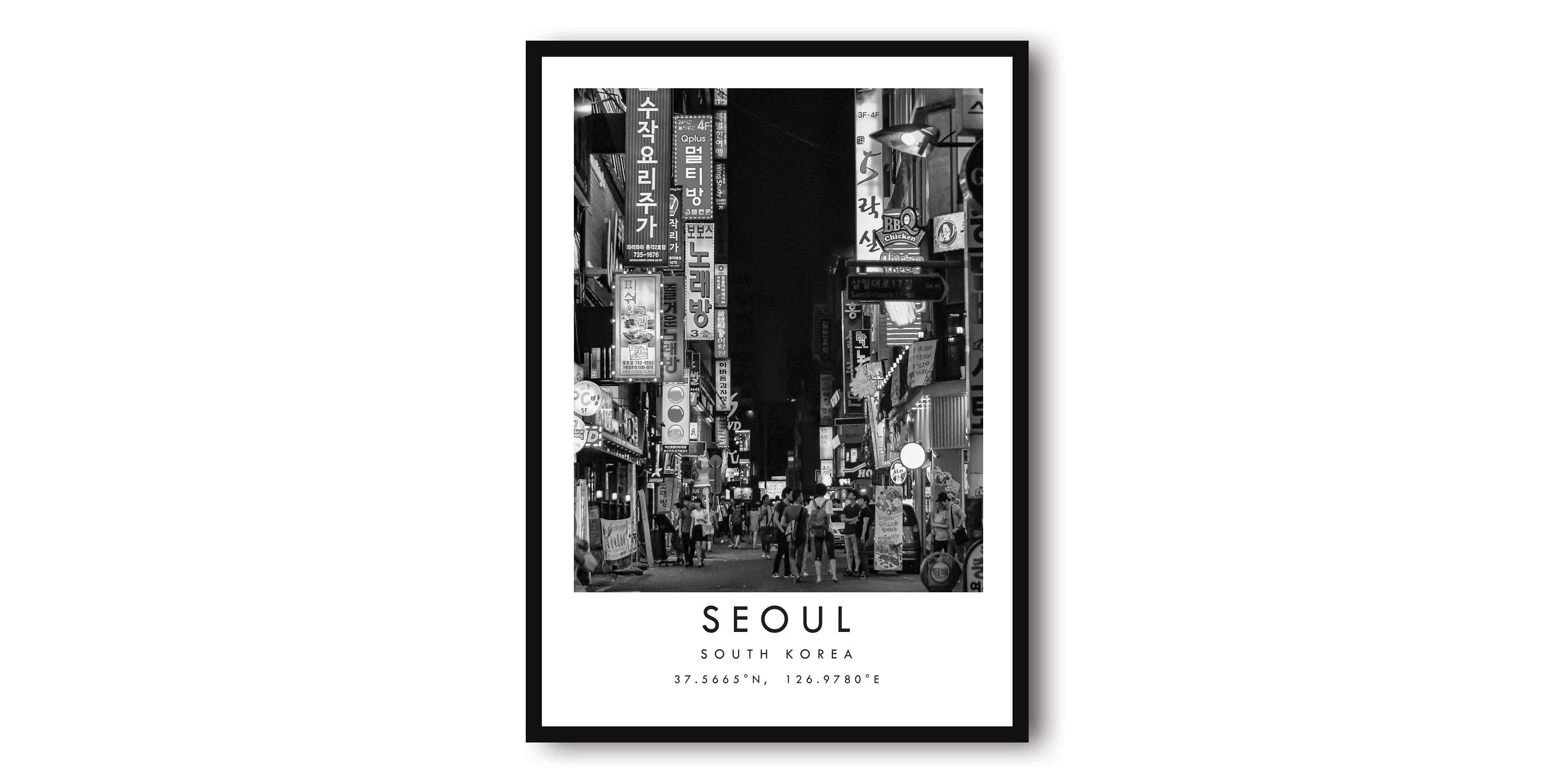 Seoul Travel Print, South Korea Poster, Black and White Print, Unique Wall Art, Minimalist Home Décor, City A1/A2/A3/A4/A5