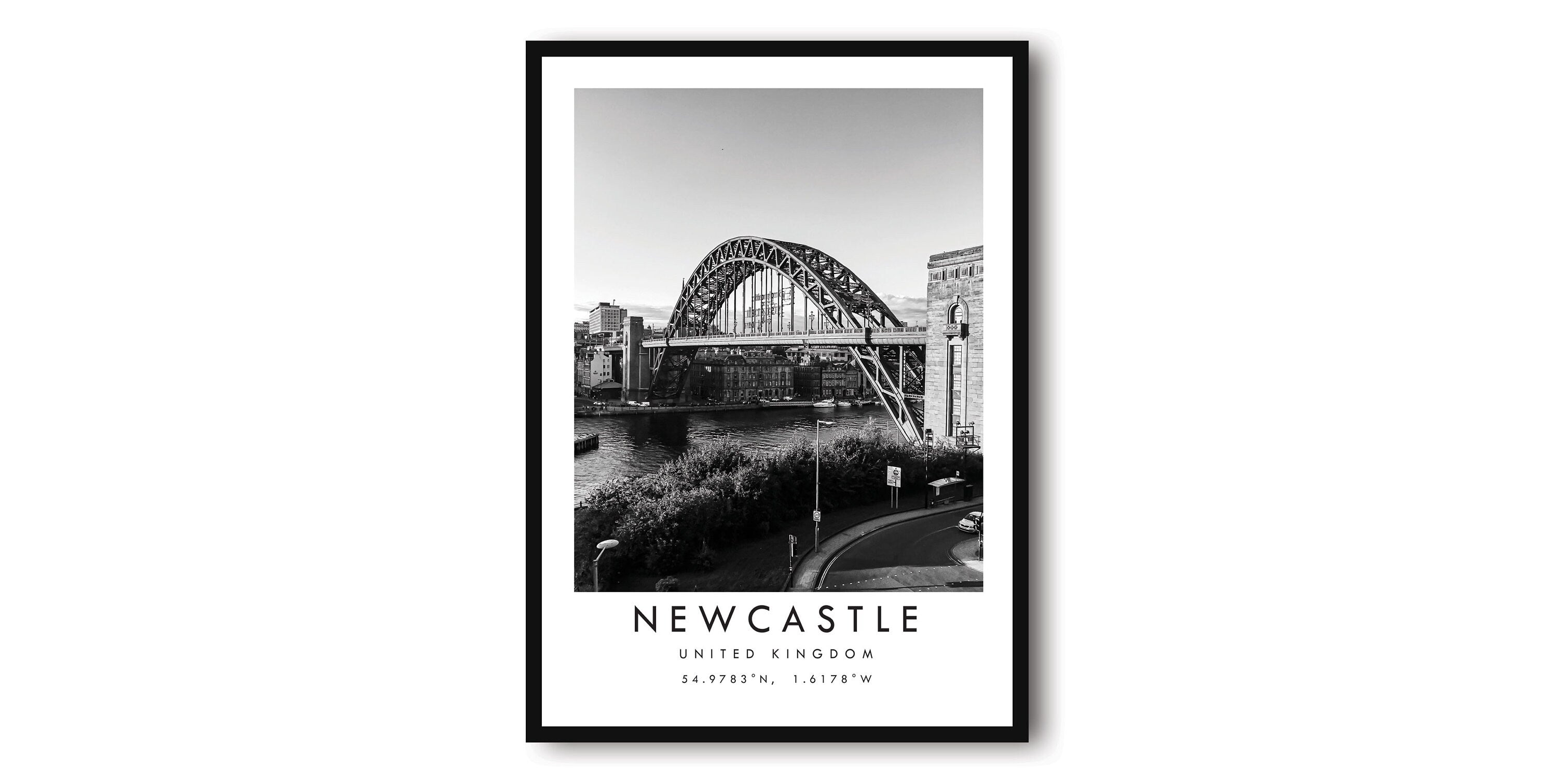Newcastle Travel Print, England Poster, Black and White Print, Unique Wall Art, Minimalist Home Decor, City A1/A2/A3/A4/A5