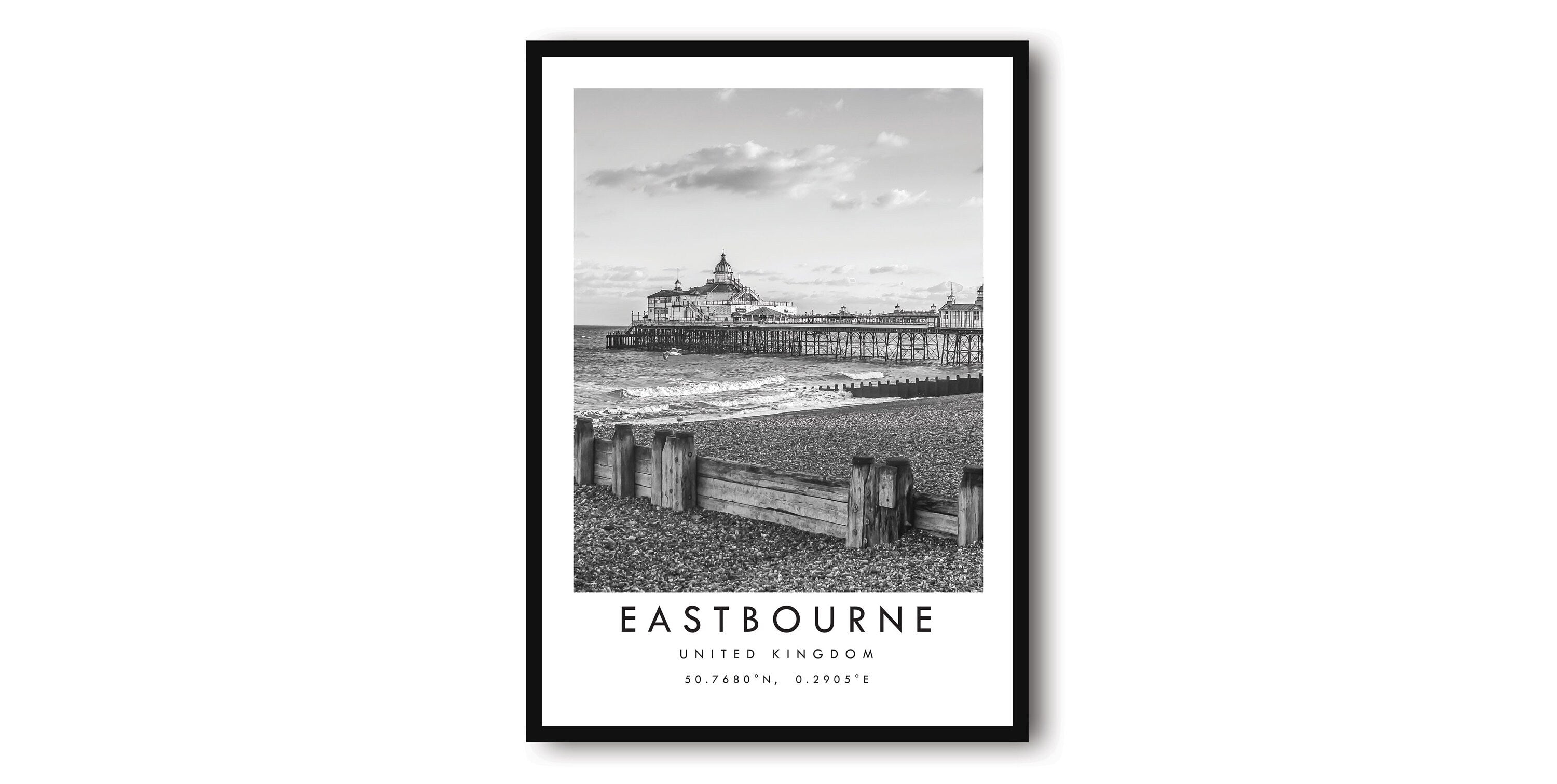 Eastbourne Travel Print, Eastbourne Poster, Unique Wallart Decor, Black and White Home Decor, Popular Print A1/A2/A3/A4/A5