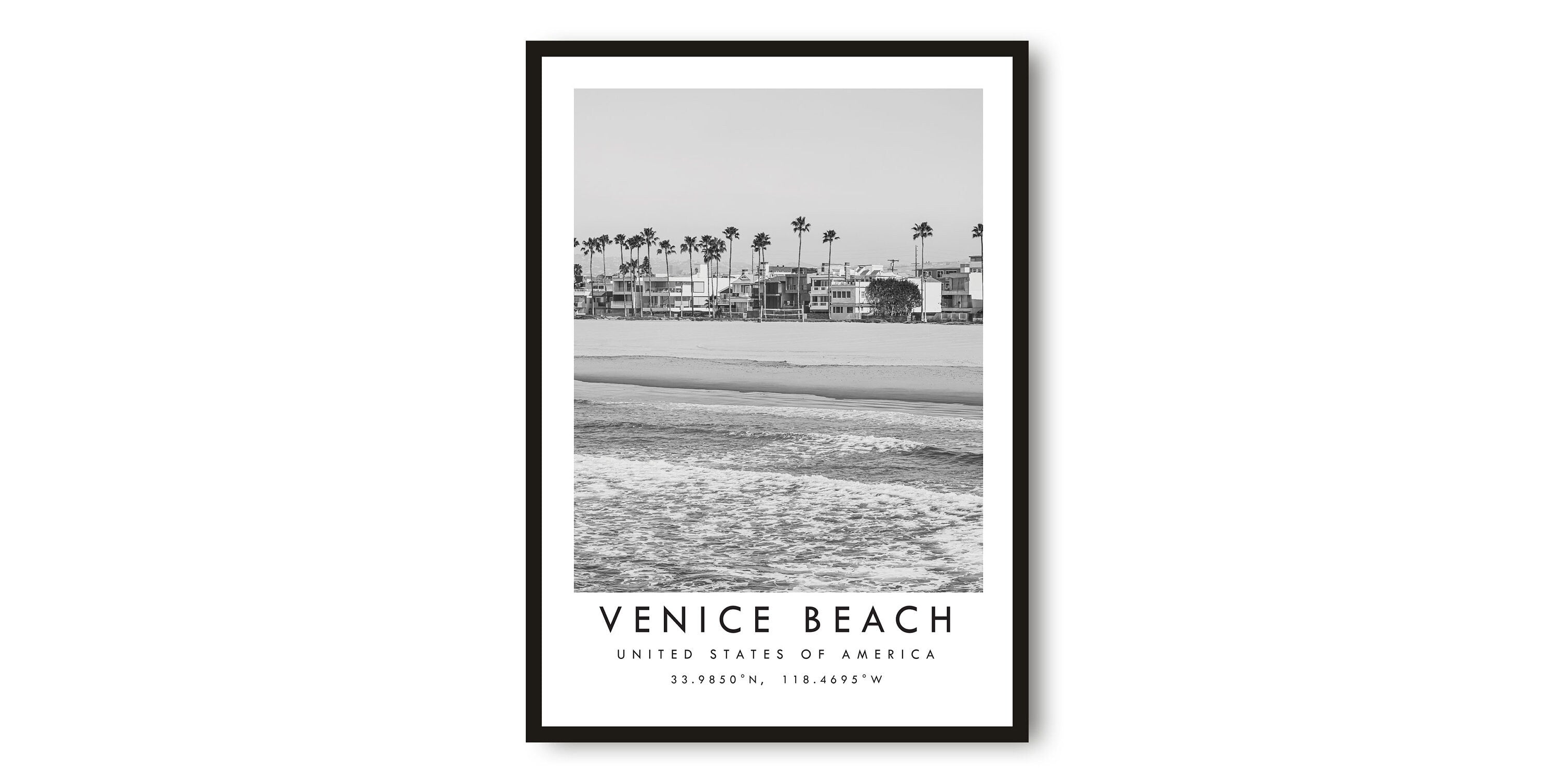 Venice Beach Travel Print, Los Angeles Poster, Unique Wallart Decor, Black and White Home Decor, California Popular Print A1/A2/A3/A4/A5