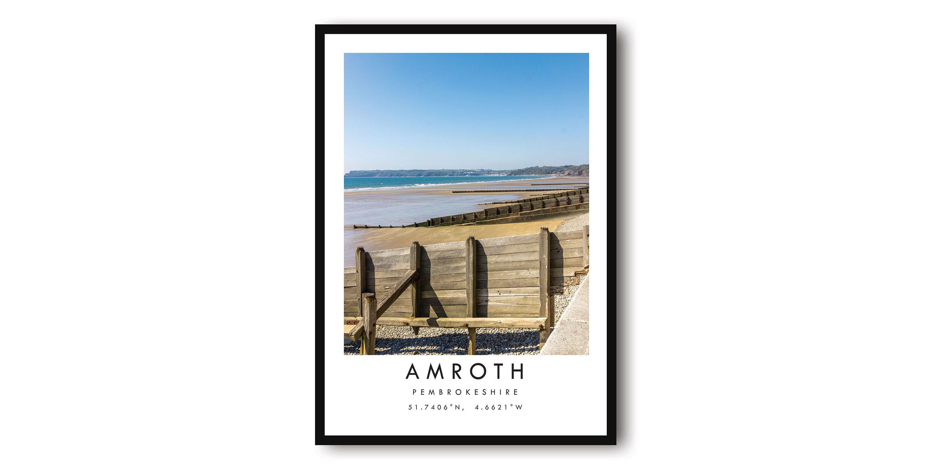 Amroth Travel Print, Pembrokeshire Poster, Coastal Print, Unique Wall Art, Minimalist Home Decor, City A1/A2/A3/A4/A5