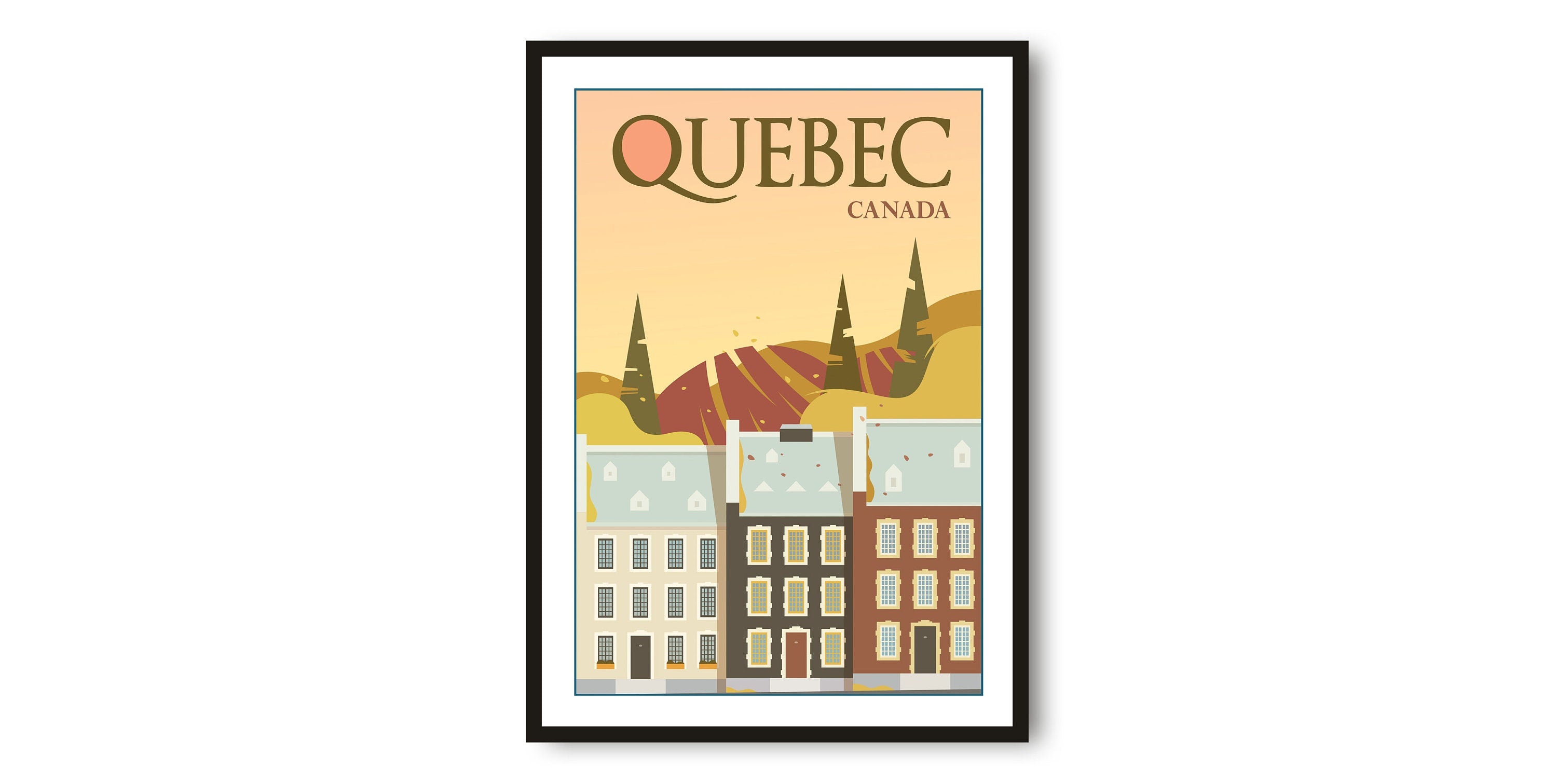 Quebec Travel Poster, Canada Poster, Colourful Print, Unique Wall Art, Minimalist Home Décor, City A1/A2/A3/A4/A5