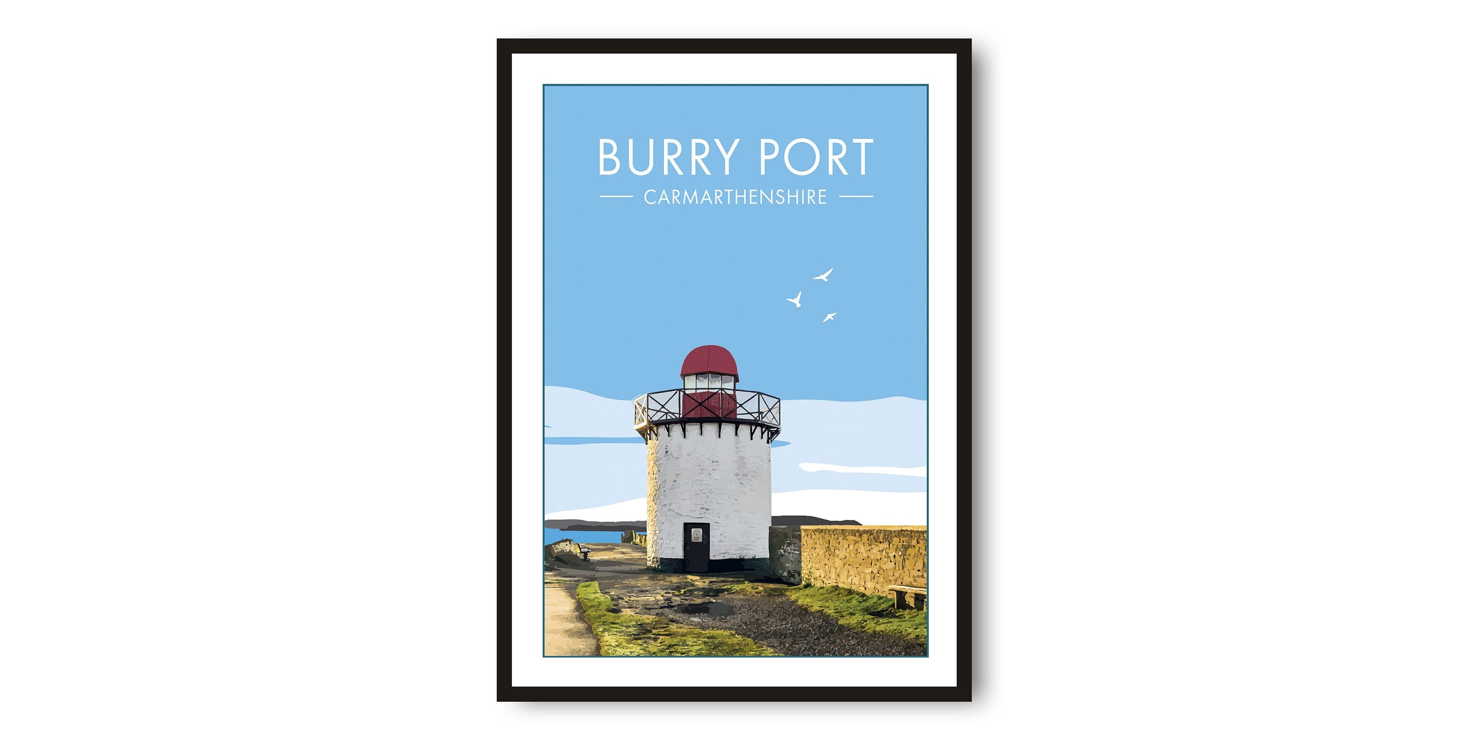 Burry Port Travel Print, Carmarthenshire Travel Poster, Llanelli Print, Wales Wall Art, Prints of Carmarthenshire, Popular Gift