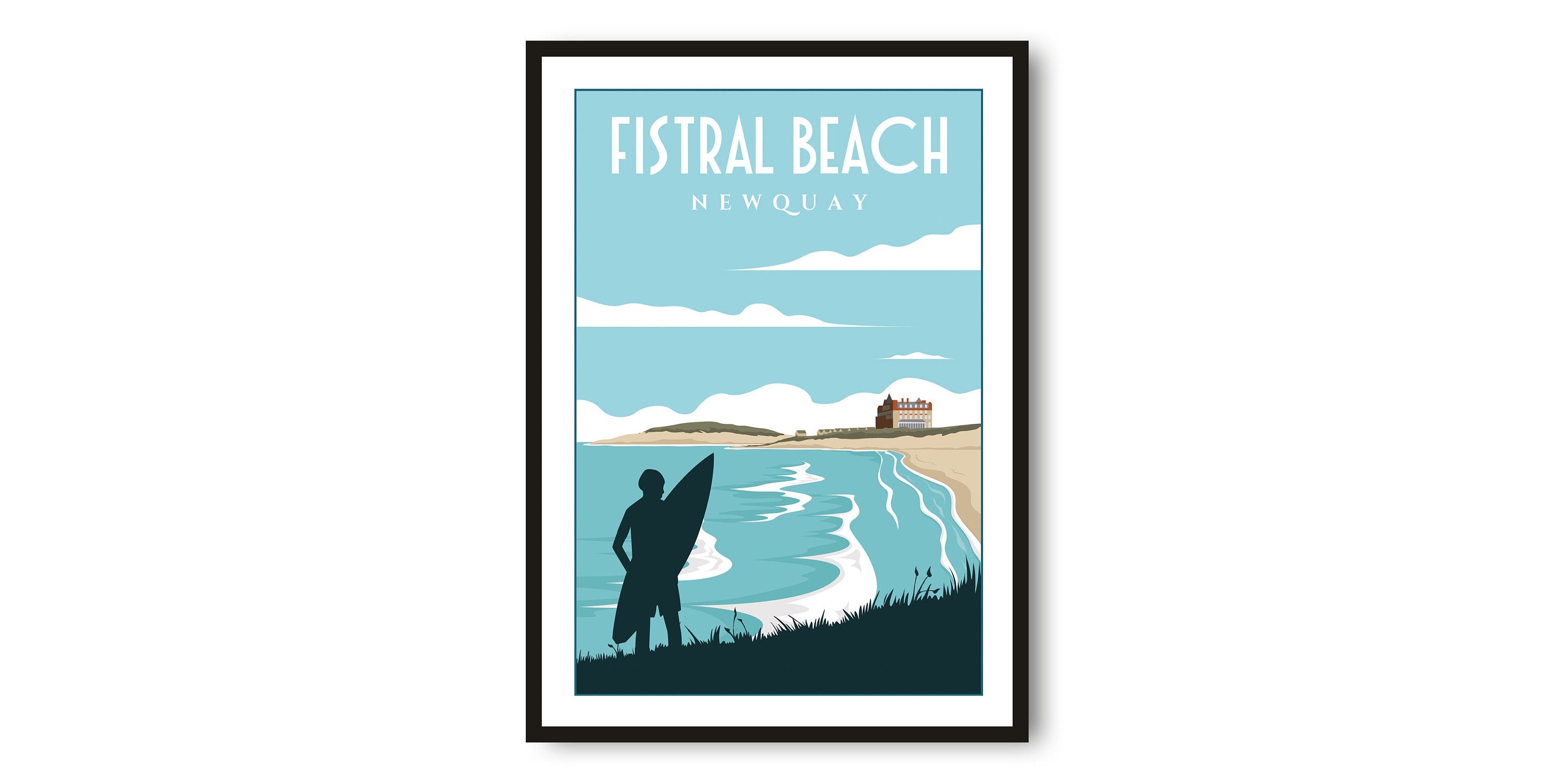 Fistral Beach Travel poster, Newquay Poster Print, Cornwall Wall Art Minimalist, Newquay Prints, Prints of Cornwall, Popular Print